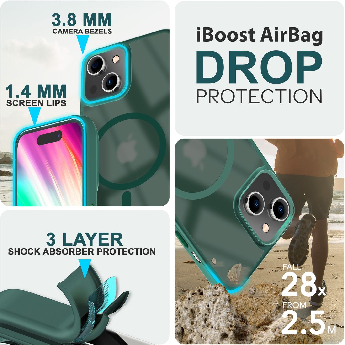 MagSafe Hülle Hybrid für iPhone 15 Plus Frosted Hard Case Schutz Rand Handyhülle