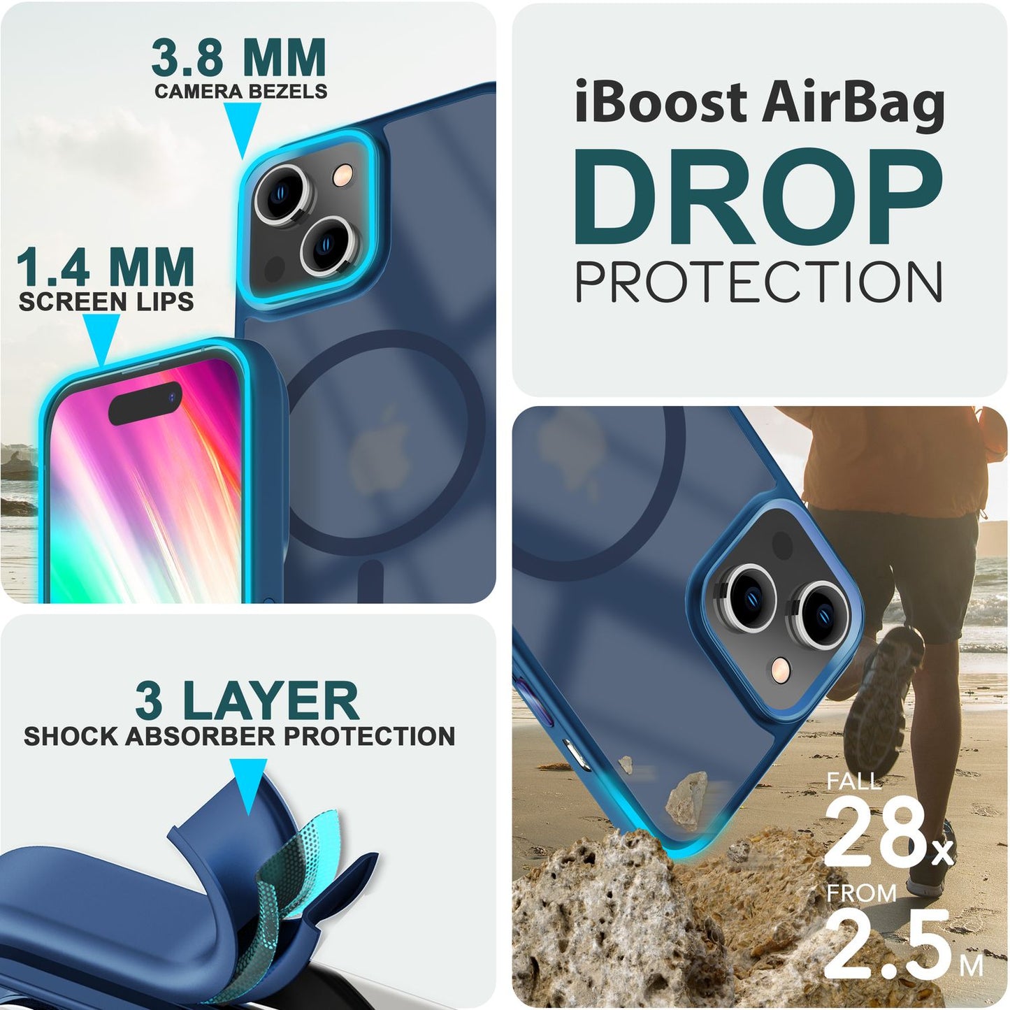 MagSafe Hülle Hybrid für iPhone 15 Plus Frosted Hard Case Schutz Rand Handyhülle