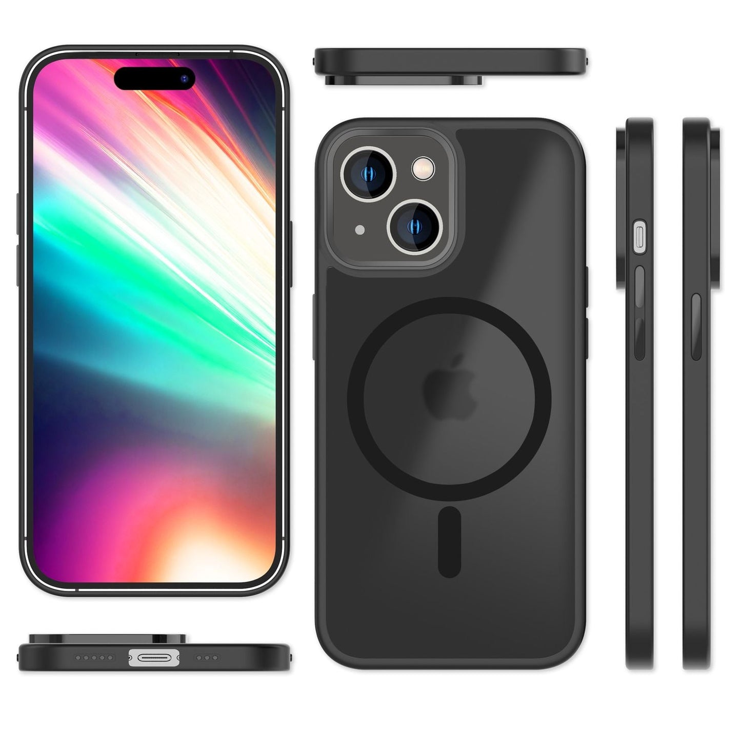 MagSafe Hülle Hybrid für iPhone 15 Plus Frosted Hard Case Schutz Rand Handyhülle