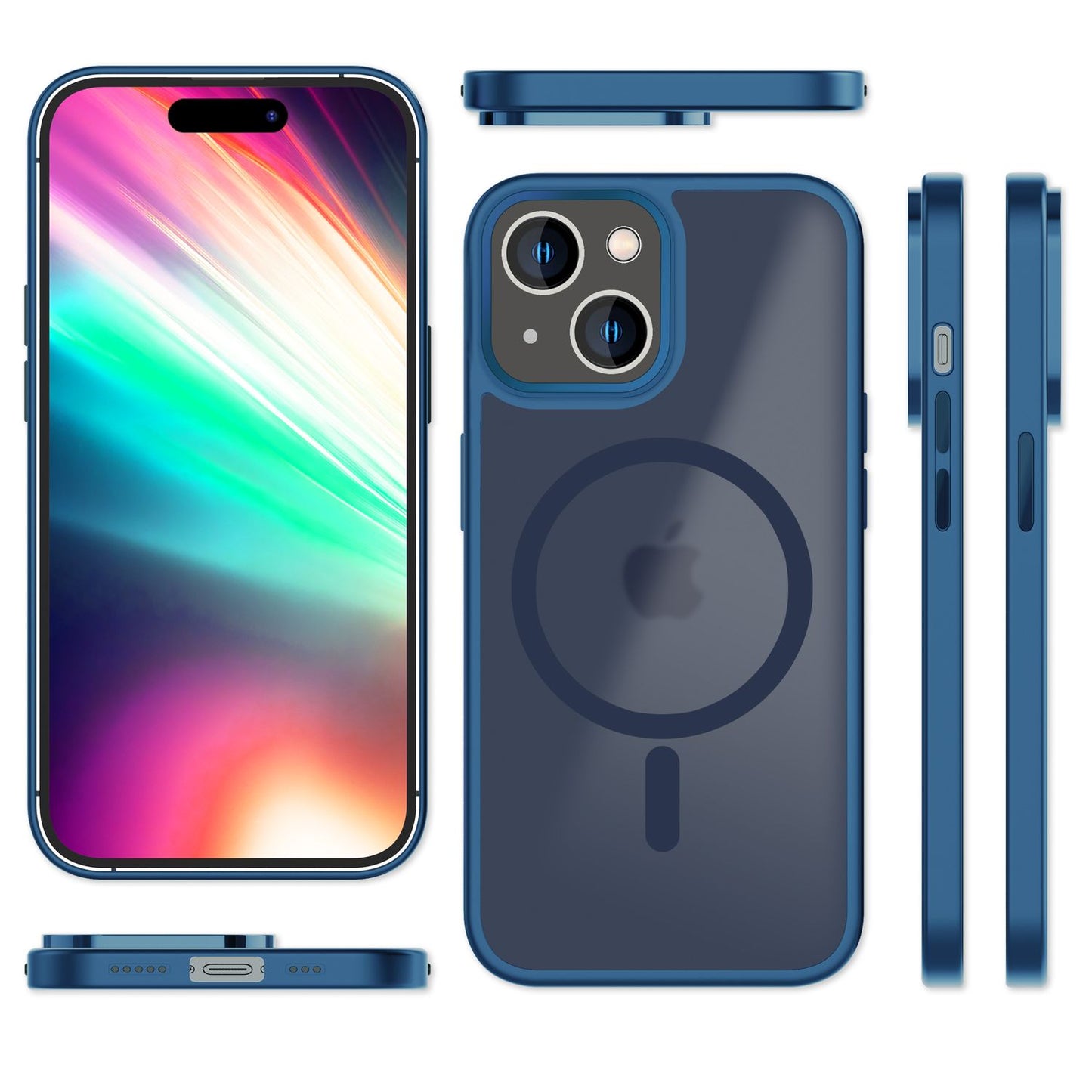 MagSafe Hülle Hybrid für iPhone 15 Plus Frosted Hard Case Schutz Rand Handyhülle