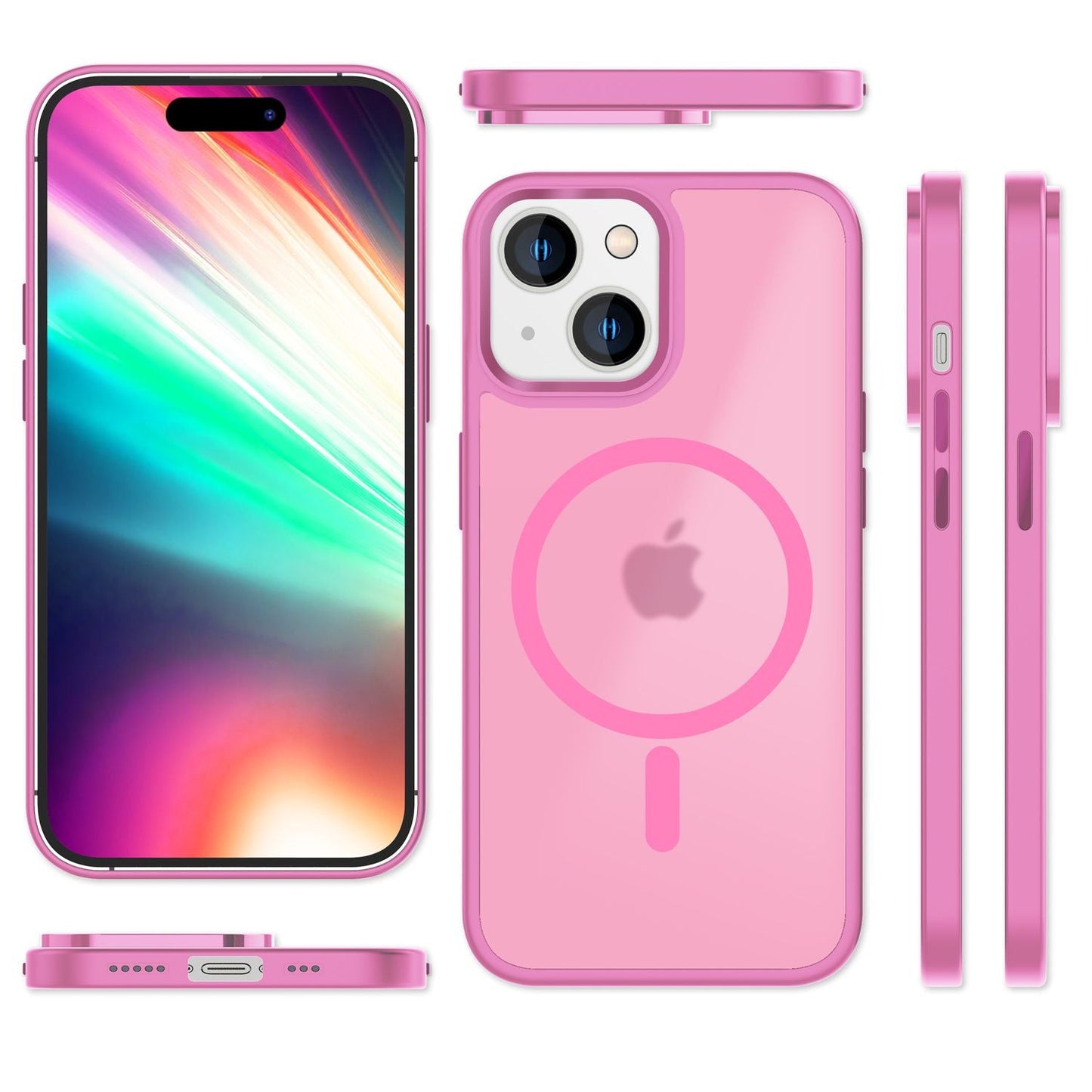 MagSafe Hülle Hybrid für iPhone 15 Plus Frosted Hard Case Schutz Rand Handyhülle