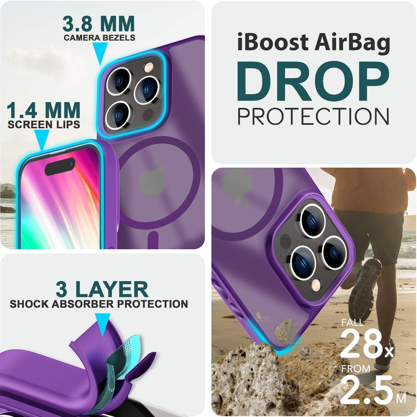 Carcasă hibridă MagSafe pentru iPhone 15 Pro Max, carcasă rigidă mată, carcasă de protecție pentru telefon