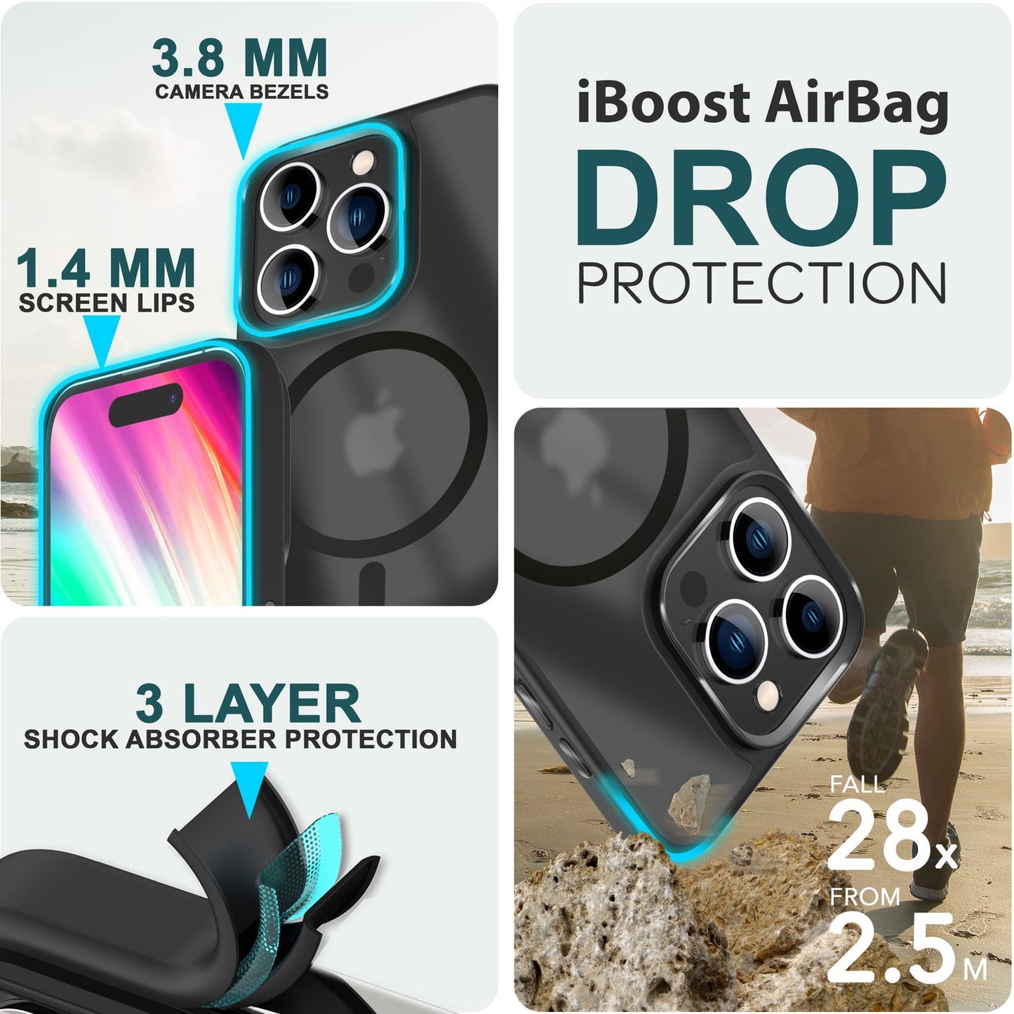 Carcasă hibridă MagSafe pentru iPhone 15 Pro Max, carcasă rigidă mată, carcasă de protecție pentru telefon