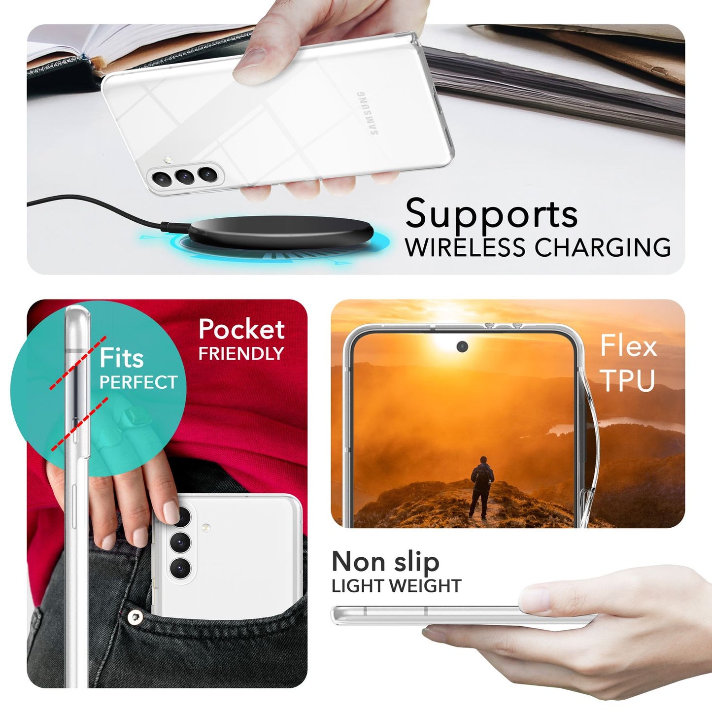 Husă NALIA AirFlex Clear pentru S24 - Husă transparentă din silicon, grosime 0,8 mm, compatibilă cu Galaxy S24