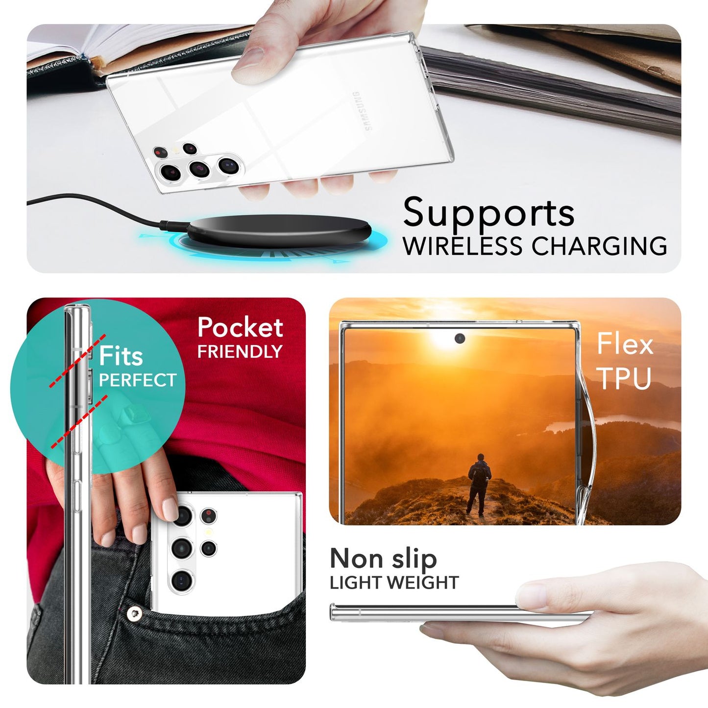 NALIA Klare Silikonhülle kompatibel mit Samsung Galaxy S24 Ultra Hülle, Transparentes Handycover für kristallklaren Look