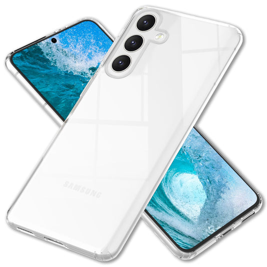 NALIA Stabile Klarsichthülle für Samsung Galaxy S24 Hülle, Transparente Schutzhülle mit harter Rückseite & Silikon-Rand