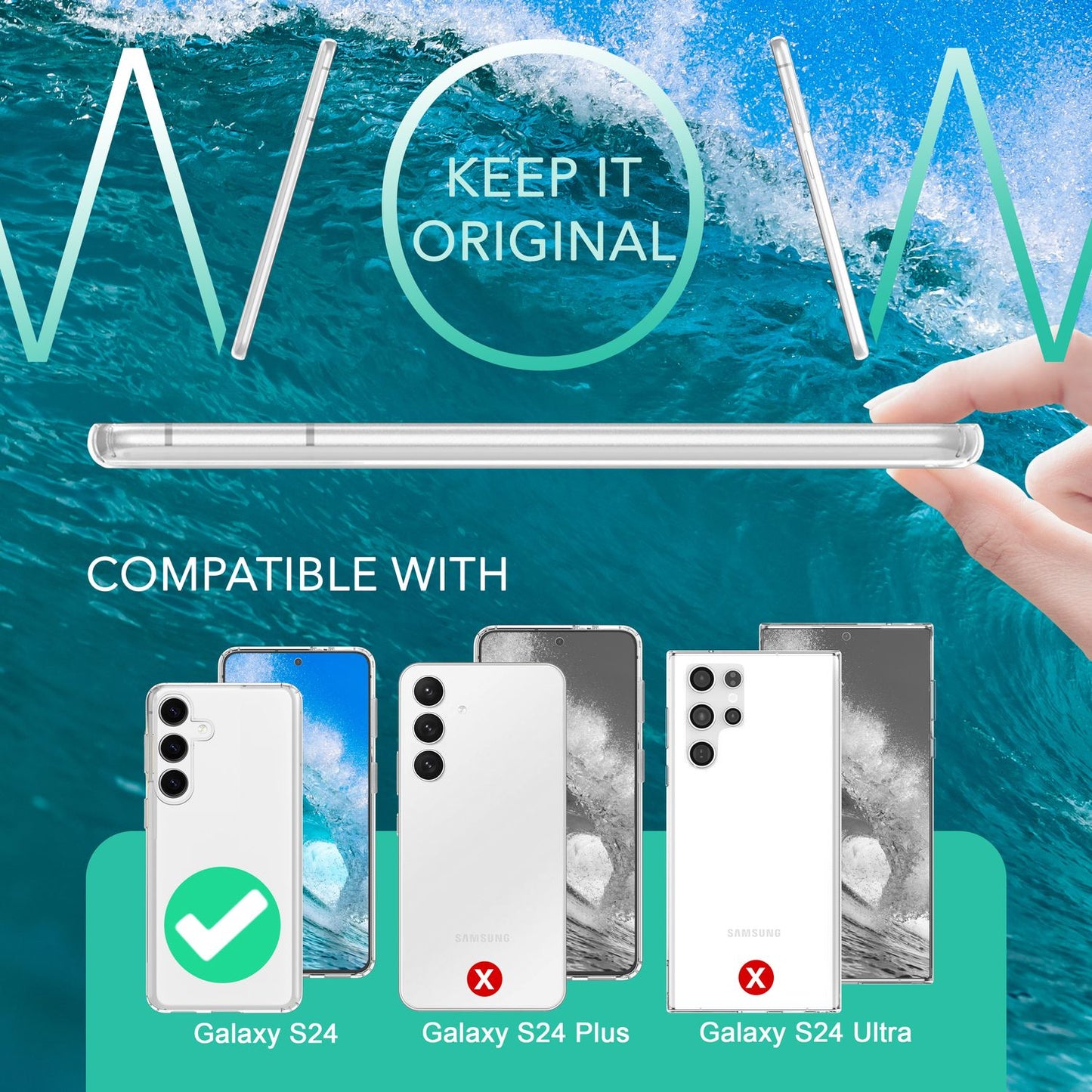 NALIA Stabile Klarsichthülle für Samsung Galaxy S24 Hülle, Transparente Schutzhülle mit harter Rückseite & Silikon-Rand