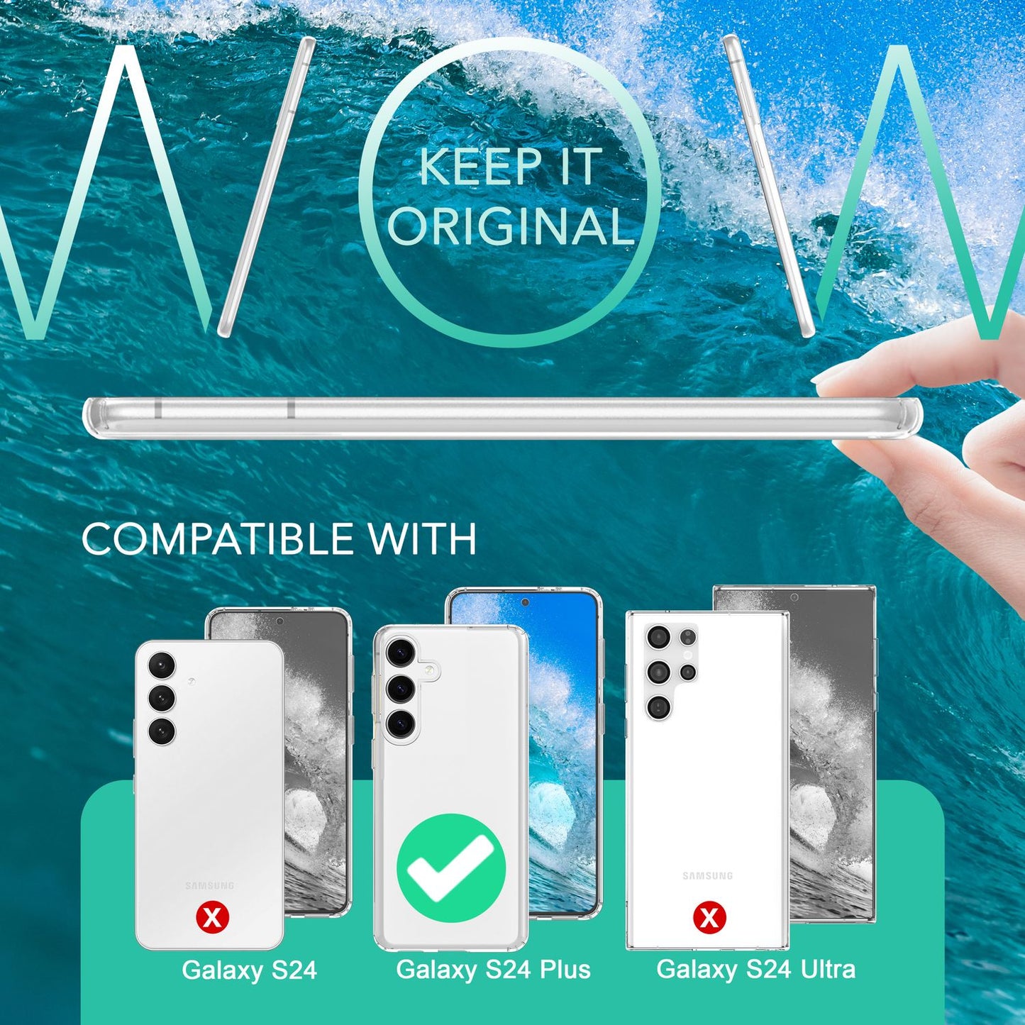 NALIA Stabile Klare Schutzhülle für Samsung Galaxy S24 Plus Hülle, Transparent mit harter Rückseite & Silikon-Rahmen