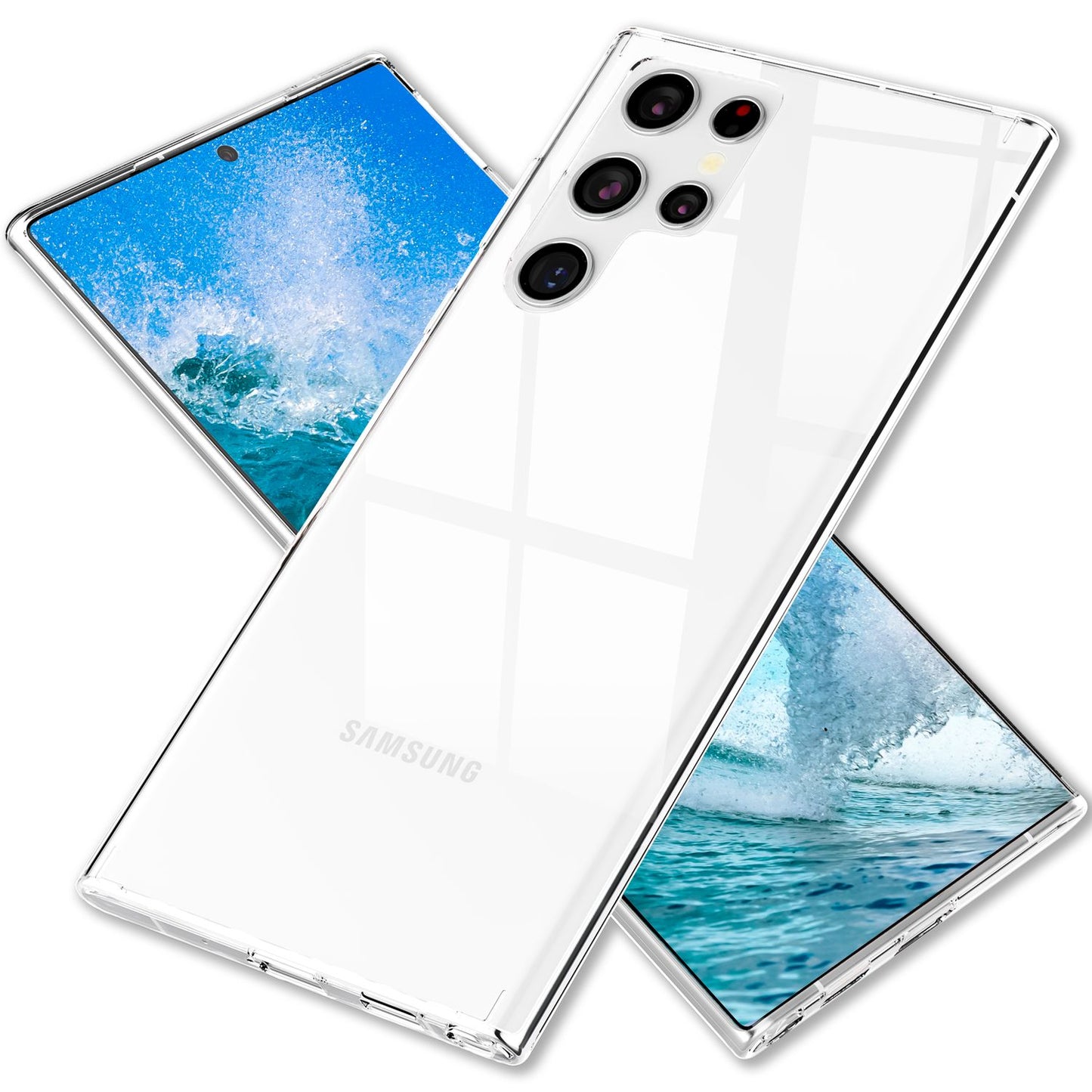 NALIA Stabile Klare Schutzhülle für Samsung Galaxy S24 Ultra Hülle, Transparent mit harter Rückseite & Silikon-Rahmen