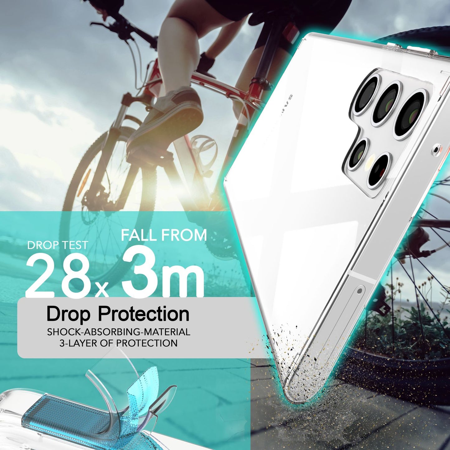 NALIA Stabile Klare Schutzhülle für Samsung Galaxy S24 Ultra Hülle, Transparent mit harter Rückseite & Silikon-Rahmen