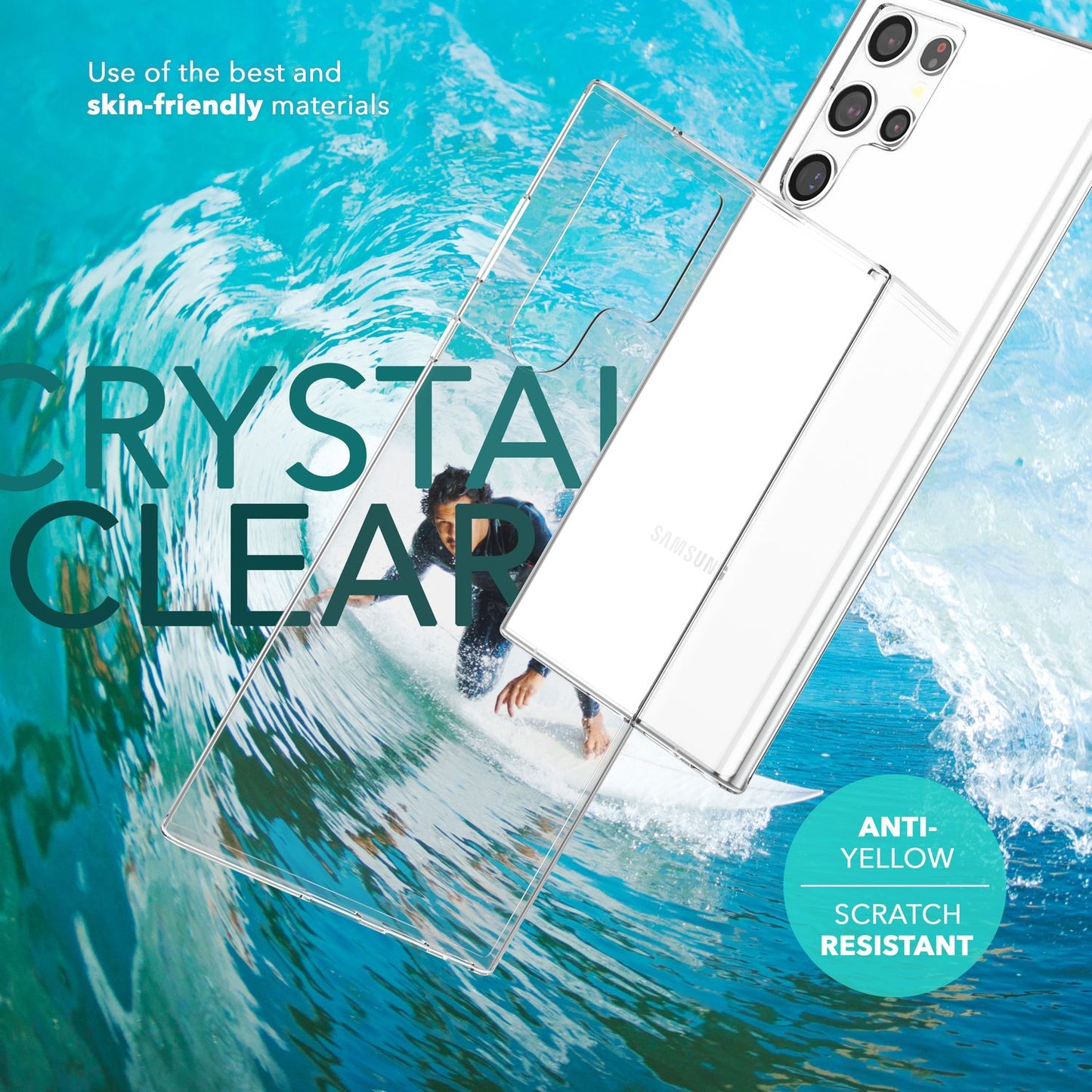 NALIA Stabile Klare Schutzhülle für Samsung Galaxy S24 Ultra Hülle, Transparent mit harter Rückseite & Silikon-Rahmen