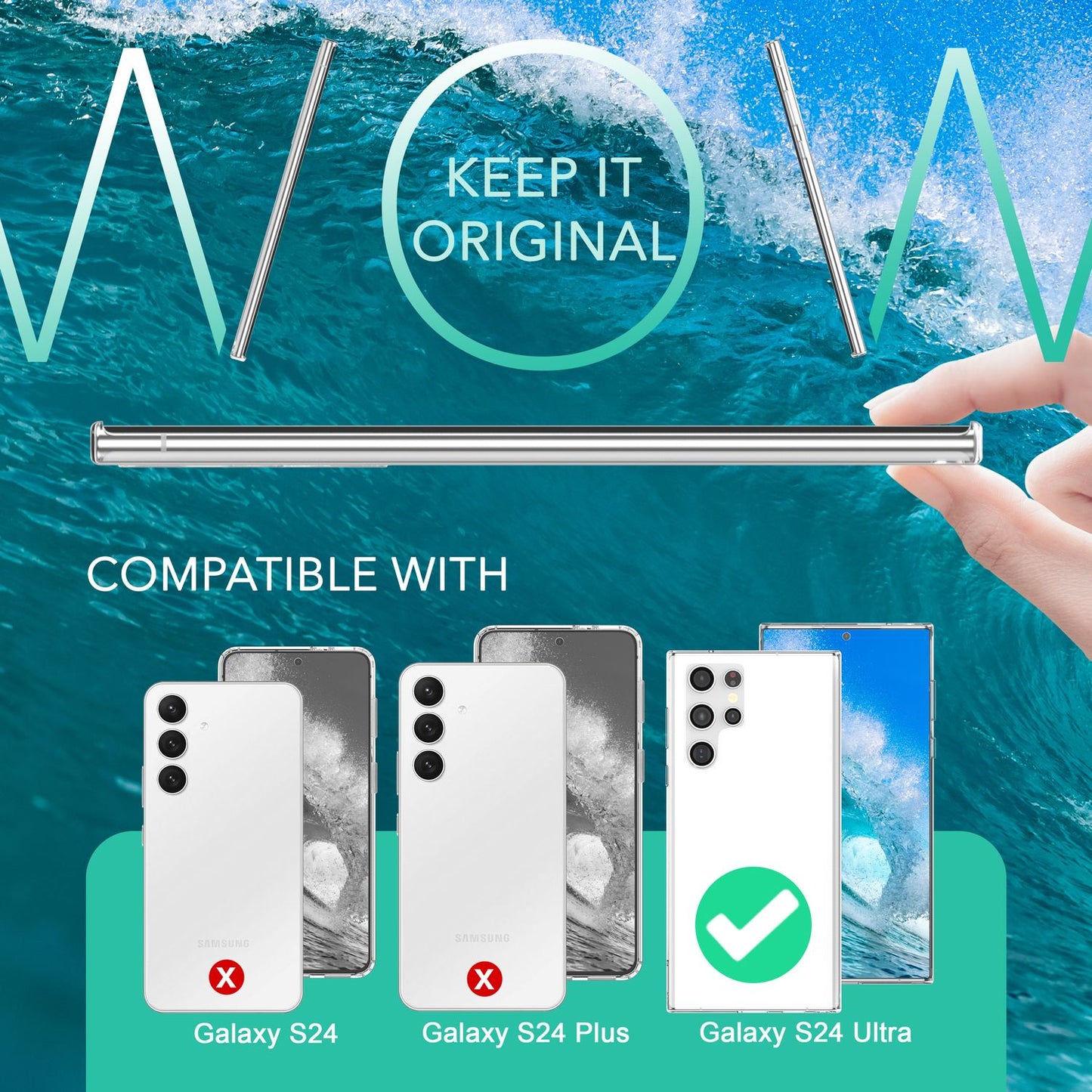 NALIA Stabile Klare Schutzhülle für Samsung Galaxy S24 Ultra Hülle, Transparent mit harter Rückseite & Silikon-Rahmen