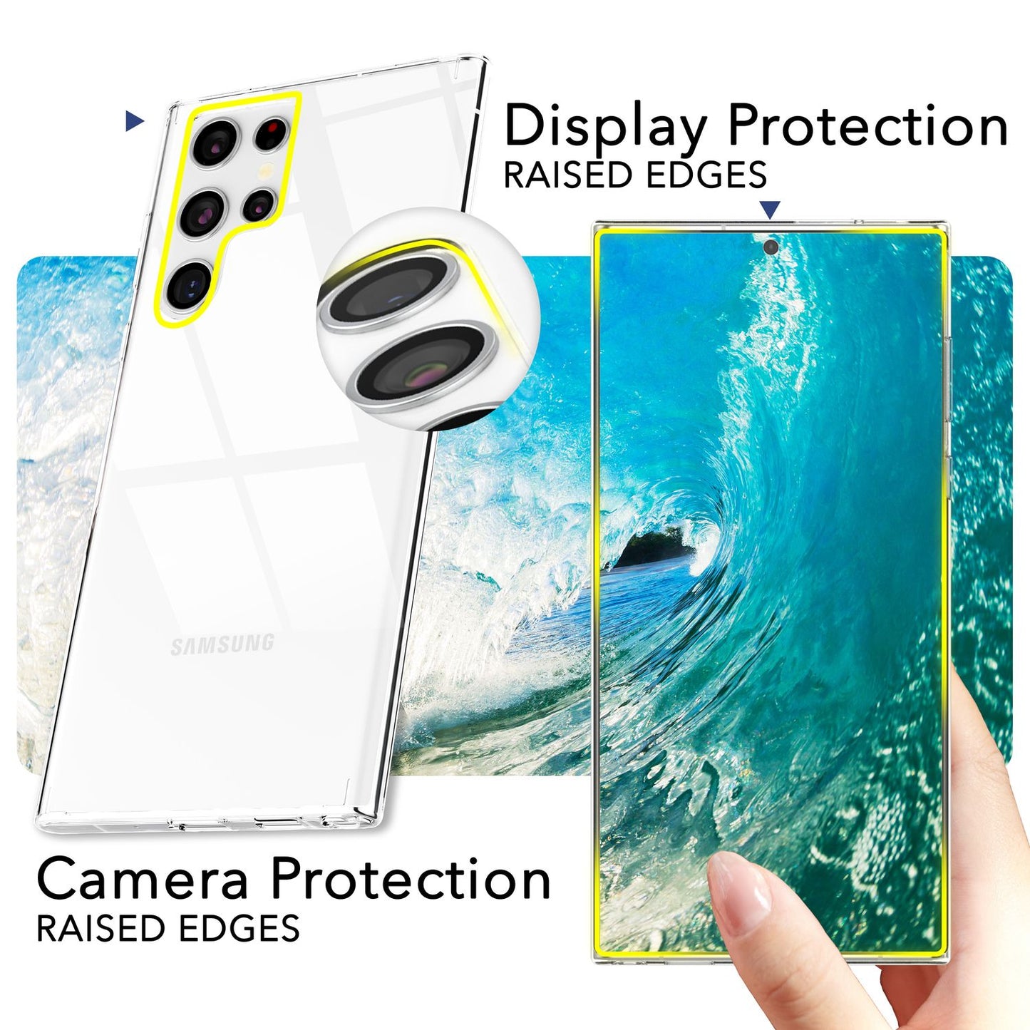 NALIA Stabile Klare Schutzhülle für Samsung Galaxy S24 Ultra Hülle, Transparent mit harter Rückseite & Silikon-Rahmen