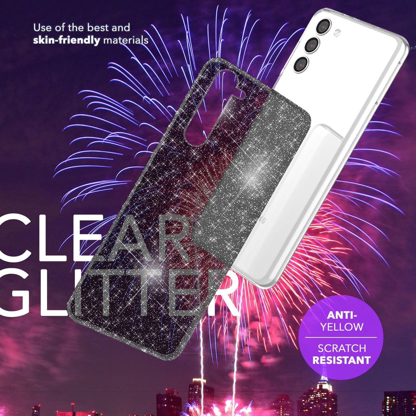 NALIA Glitzernde Schutzhülle für Samsung Galaxy S24 Hülle, Durchsichtige Silikon Handyhülle, Glitzerhülle