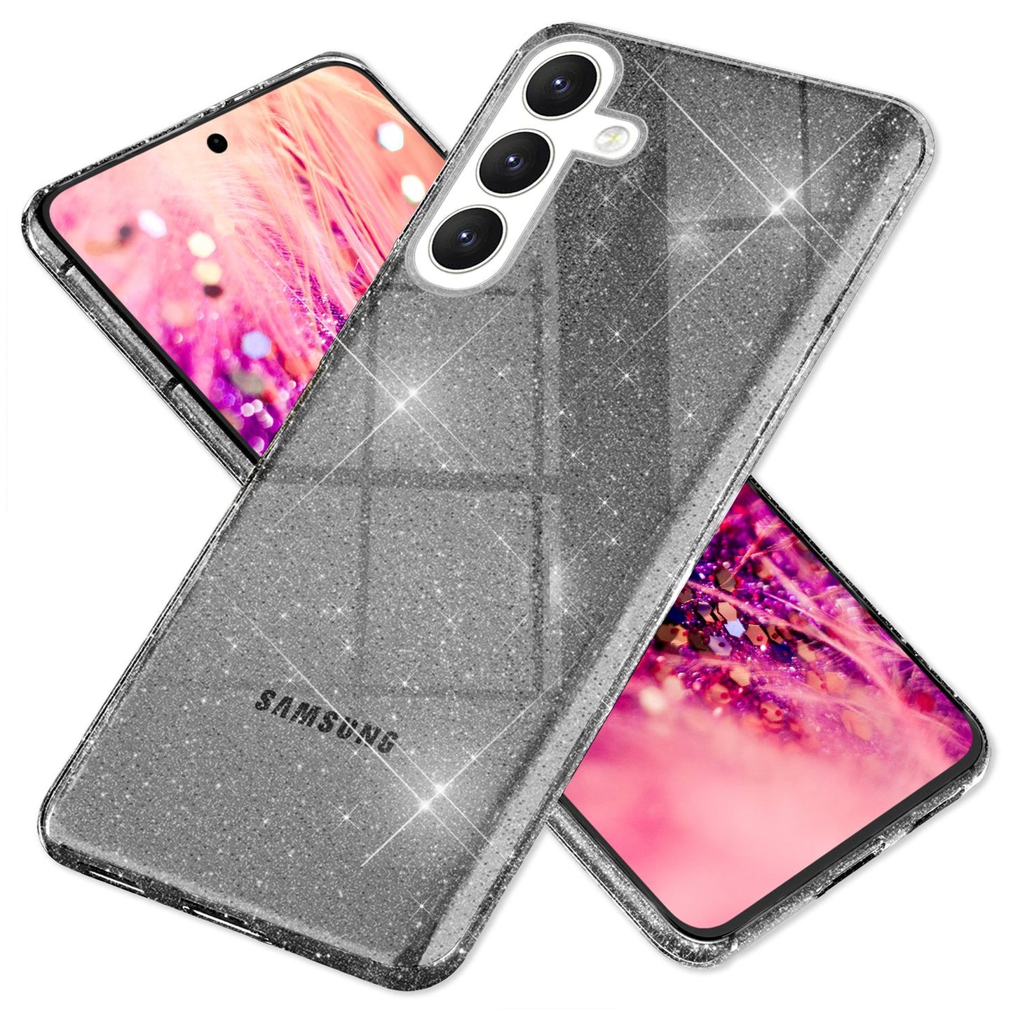 NALIA Glitzernde Schutzhülle für Samsung Galaxy S24 Plus Hülle, Durchsichtige Silikon Handyhülle mit Diamant Pailletten