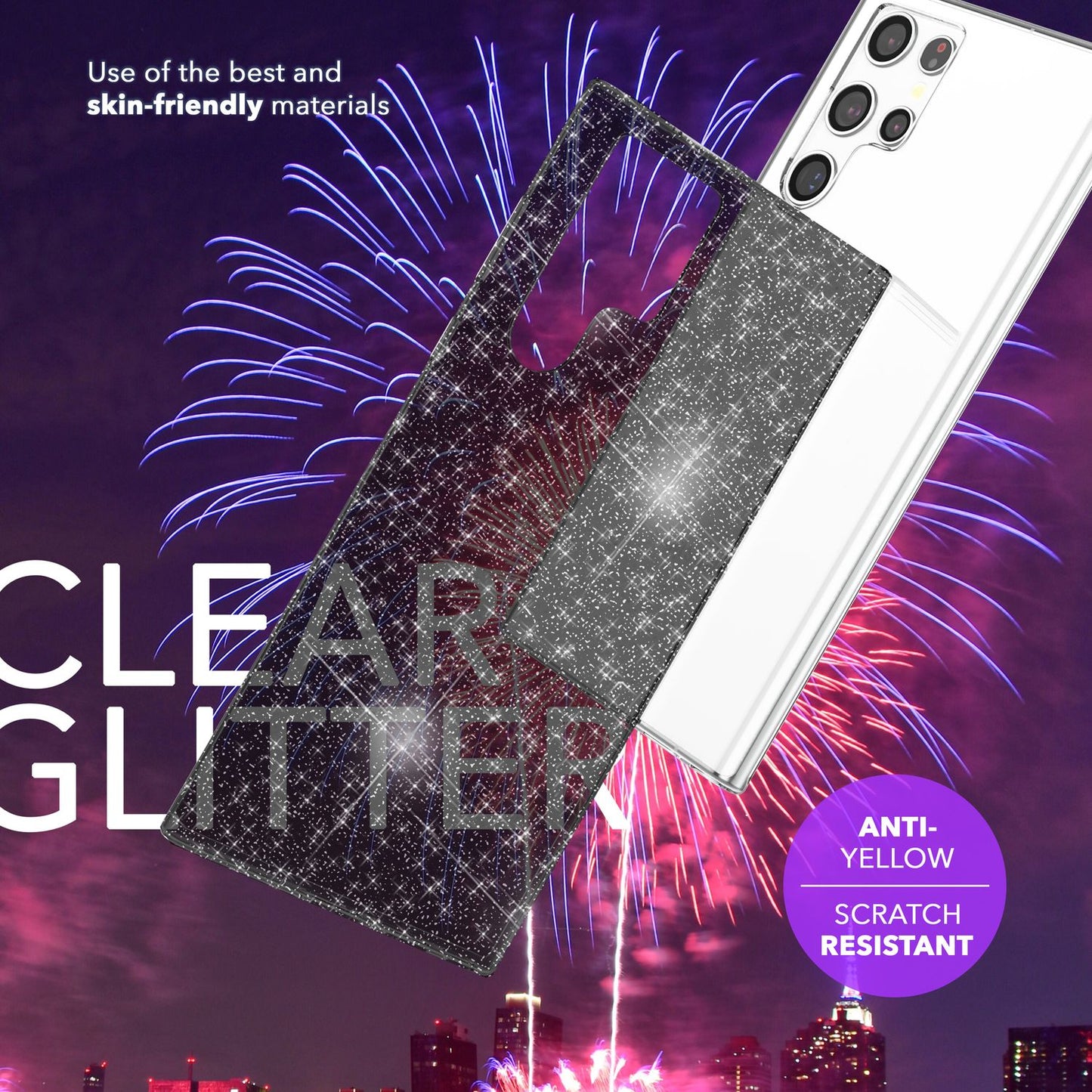 NALIA Glitzernde Schutzhülle für Samsung Galaxy S24 Ultra Hülle, Durchsichtige Silikon Handyhülle mit Diamant Pailletten