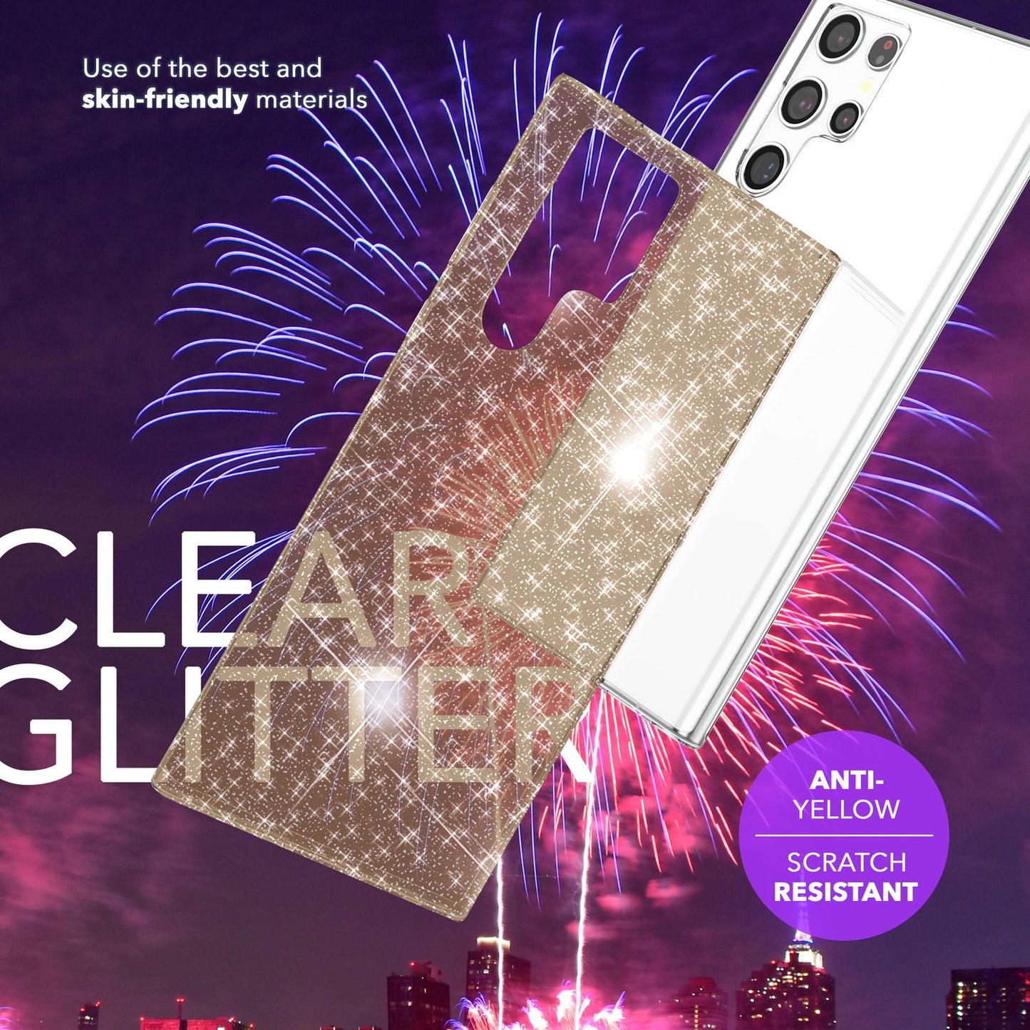 NALIA Glitzernde Schutzhülle für Samsung Galaxy S24 Ultra Hülle, Durchsichtige Silikon Handyhülle mit Diamant Pailletten