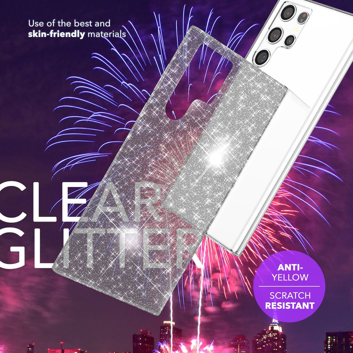 NALIA Glitzernde Schutzhülle für Samsung Galaxy S24 Ultra Hülle, Durchsichtige Silikon Handyhülle mit Diamant Pailletten