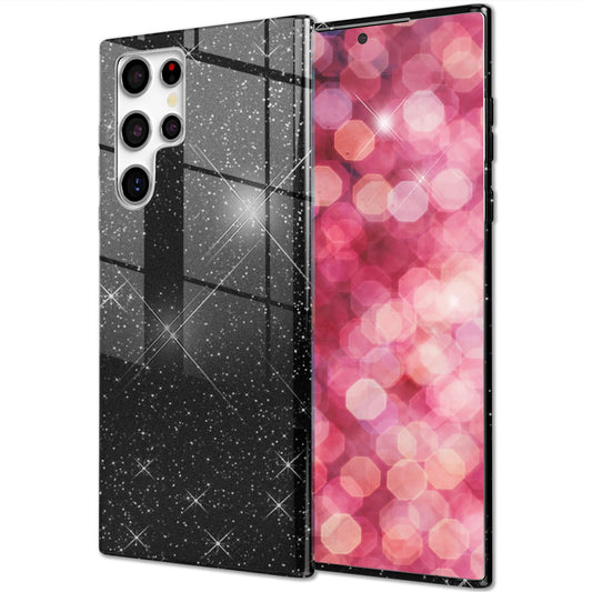 NALIA Hybrid Glitzerhülle für Samsung Galaxy S24 Ultra Hülle, Glänzende Glitzer Schutzhülle mit verstärktem Silikon