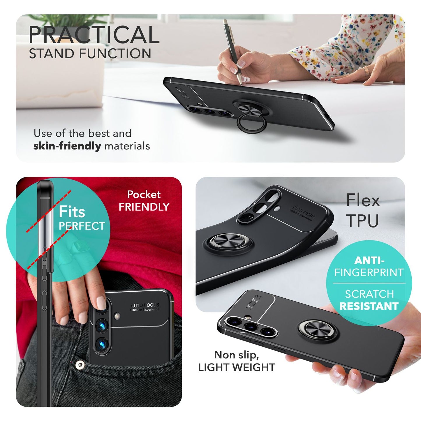 Husă NALIA Grip360 cu inel - Carcasă din silicon cu rotație la 360° pentru Galaxy S24 Plus