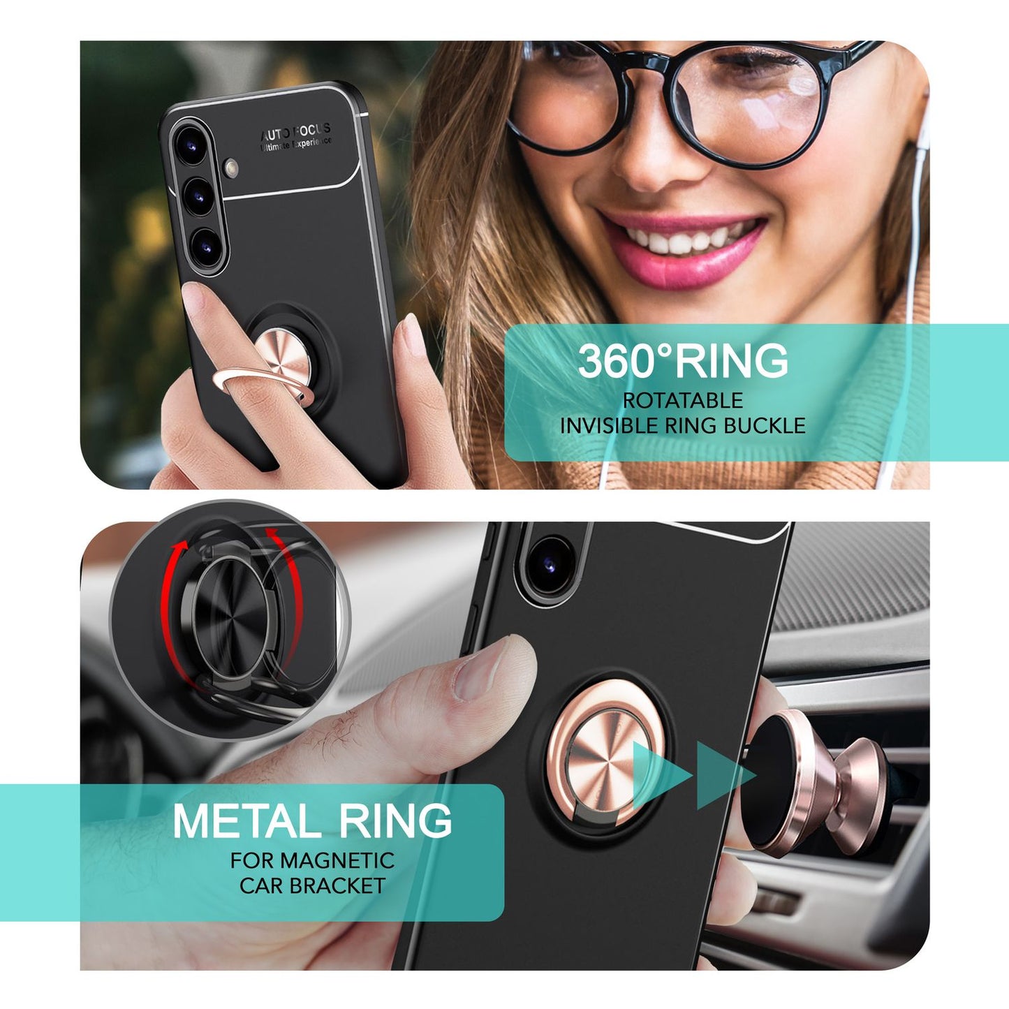 Husă NALIA Grip360 cu inel - Carcasă din silicon cu rotație la 360° pentru Galaxy S24 Plus