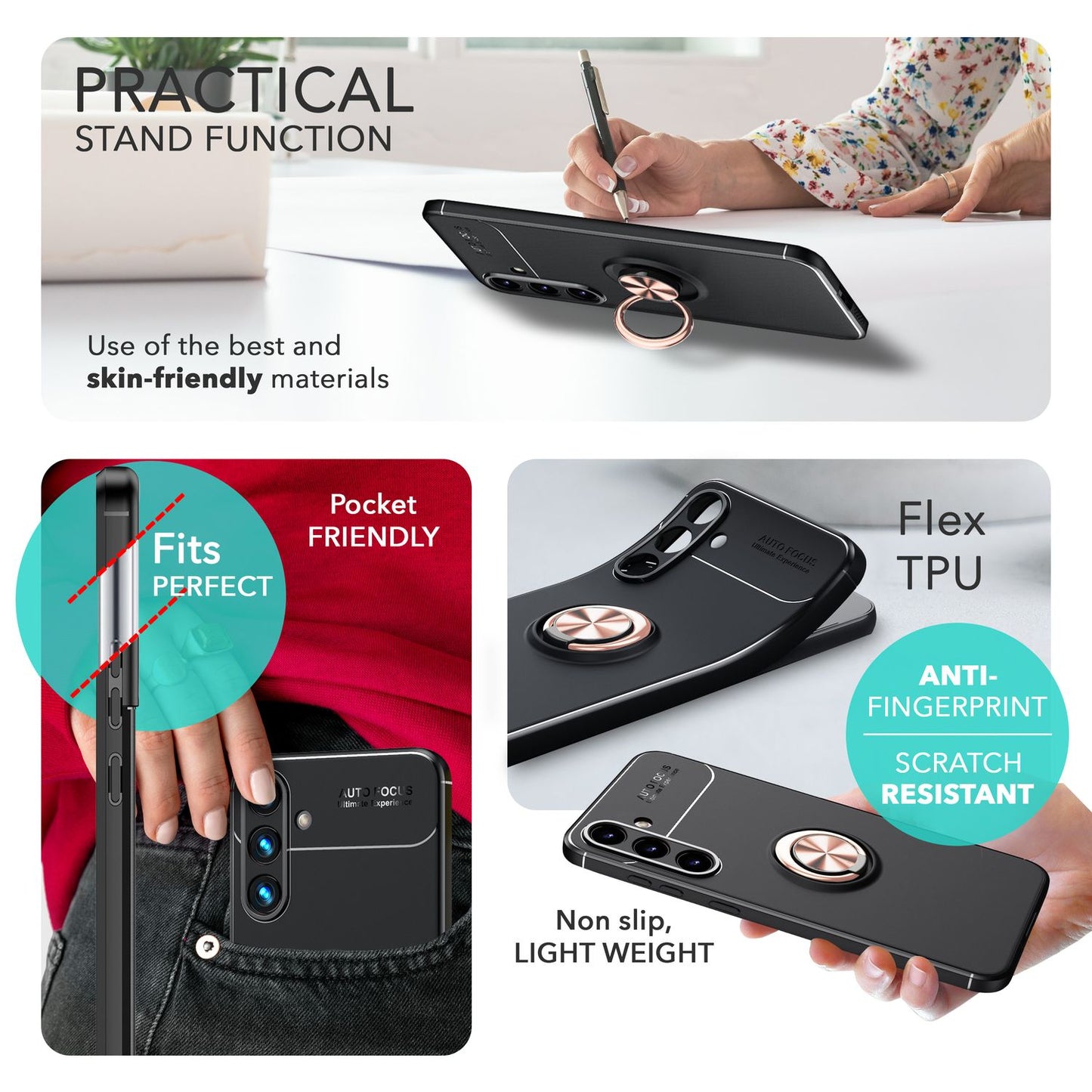 Husă NALIA Grip360 cu inel - Carcasă din silicon cu rotație la 360° pentru Galaxy S24 Plus