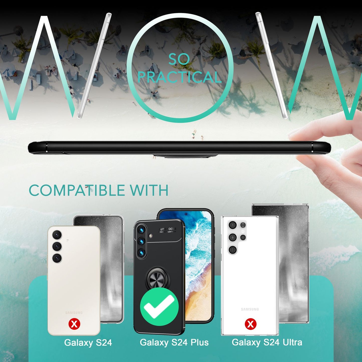 Husă NALIA Grip360 cu inel - Carcasă din silicon cu rotație la 360° pentru Galaxy S24 Plus