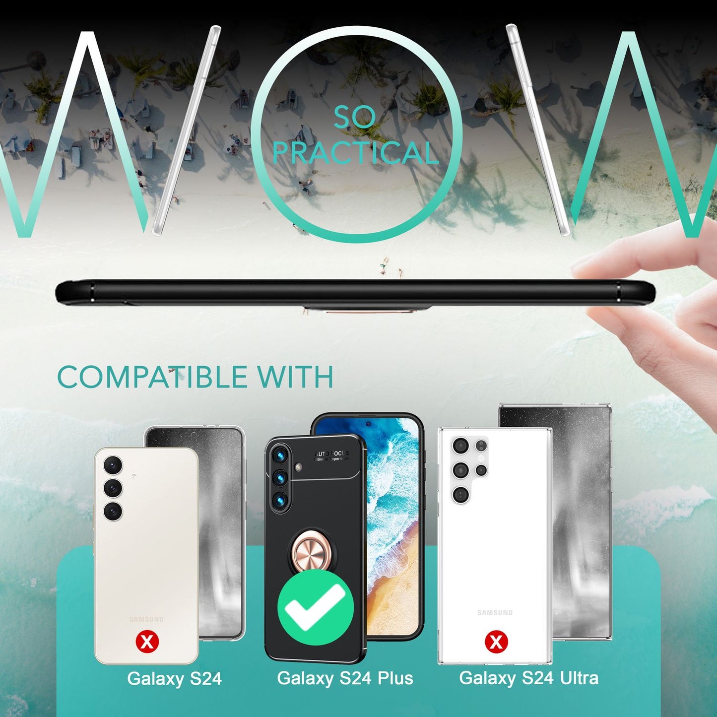 Husă NALIA Grip360 cu inel - Carcasă din silicon cu rotație la 360° pentru Galaxy S24 Plus