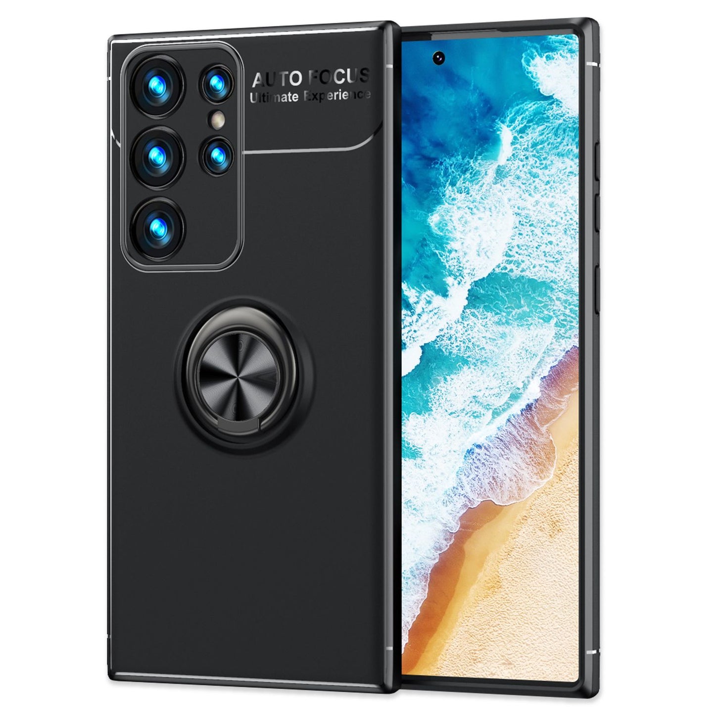 Husă NALIA Grip360 Ring pentru Galaxy S24 Ultra - Husă din silicon, suport inelar 360°, negru mat