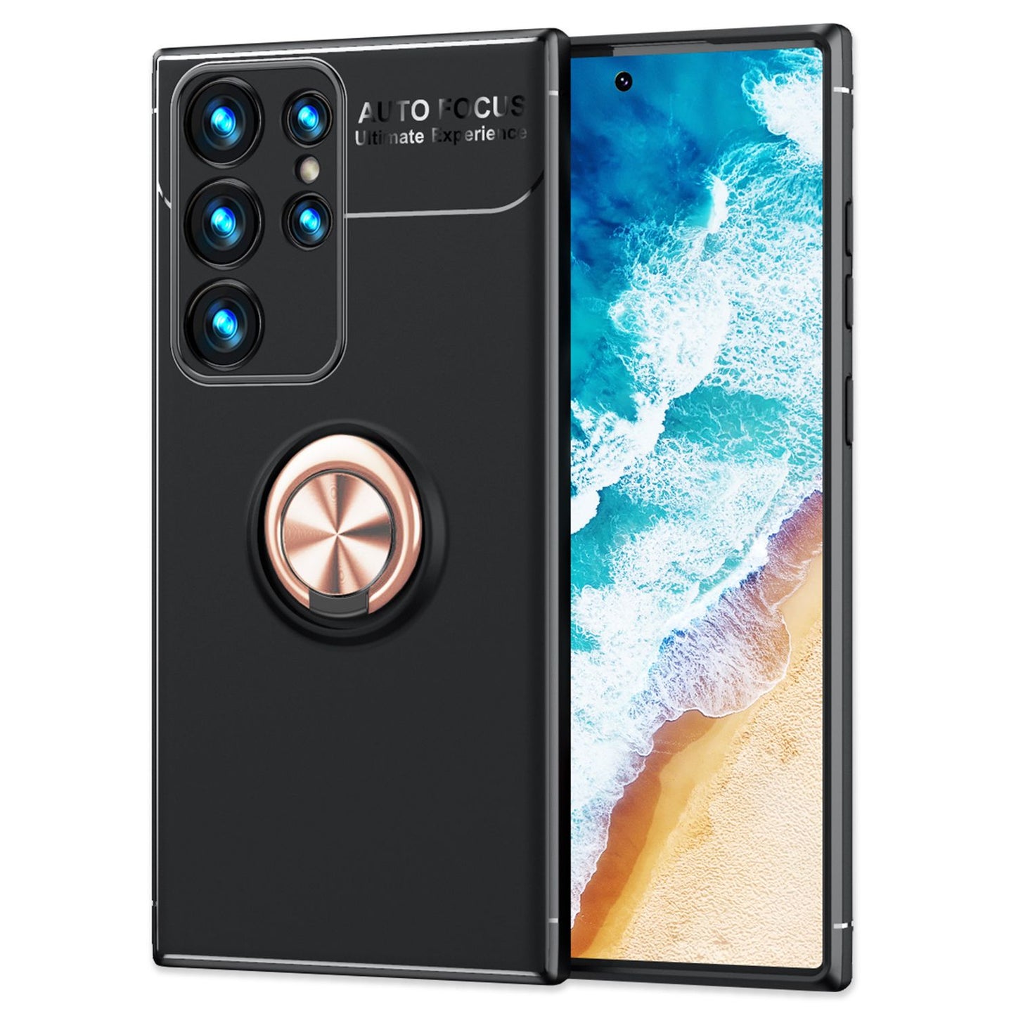 Husă NALIA Grip360 Ring pentru Galaxy S24 Ultra - Husă din silicon, suport inelar 360°, negru mat