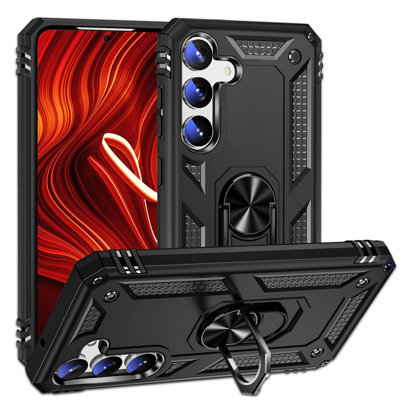 NALIA Military-Style Ringhülle für Samsung Galaxy S24 Hülle, Extrem Robust & Schock-Resistent, Outdoor Schutzhülle