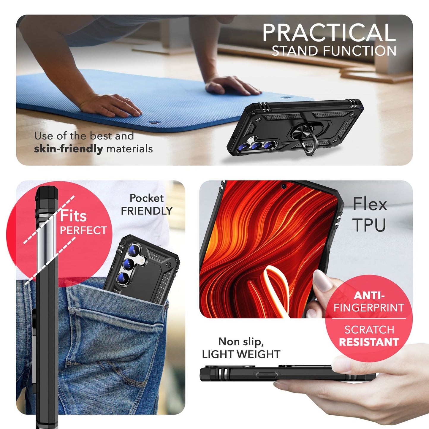 NALIA Military-Style Ringhülle für Samsung Galaxy S24 Hülle, Extrem Robust & Schock-Resistent, Outdoor Schutzhülle