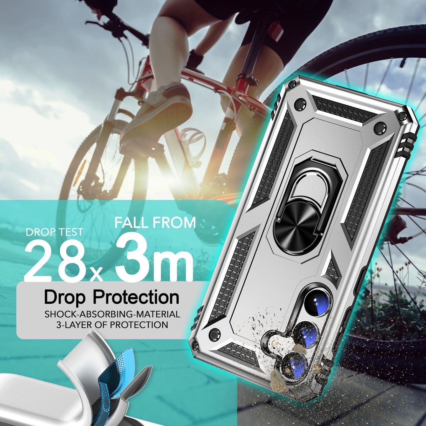 NALIA Military-Style Ringhülle für Samsung Galaxy S24 Hülle, Extrem Robust & Schock-Resistent, Outdoor Schutzhülle