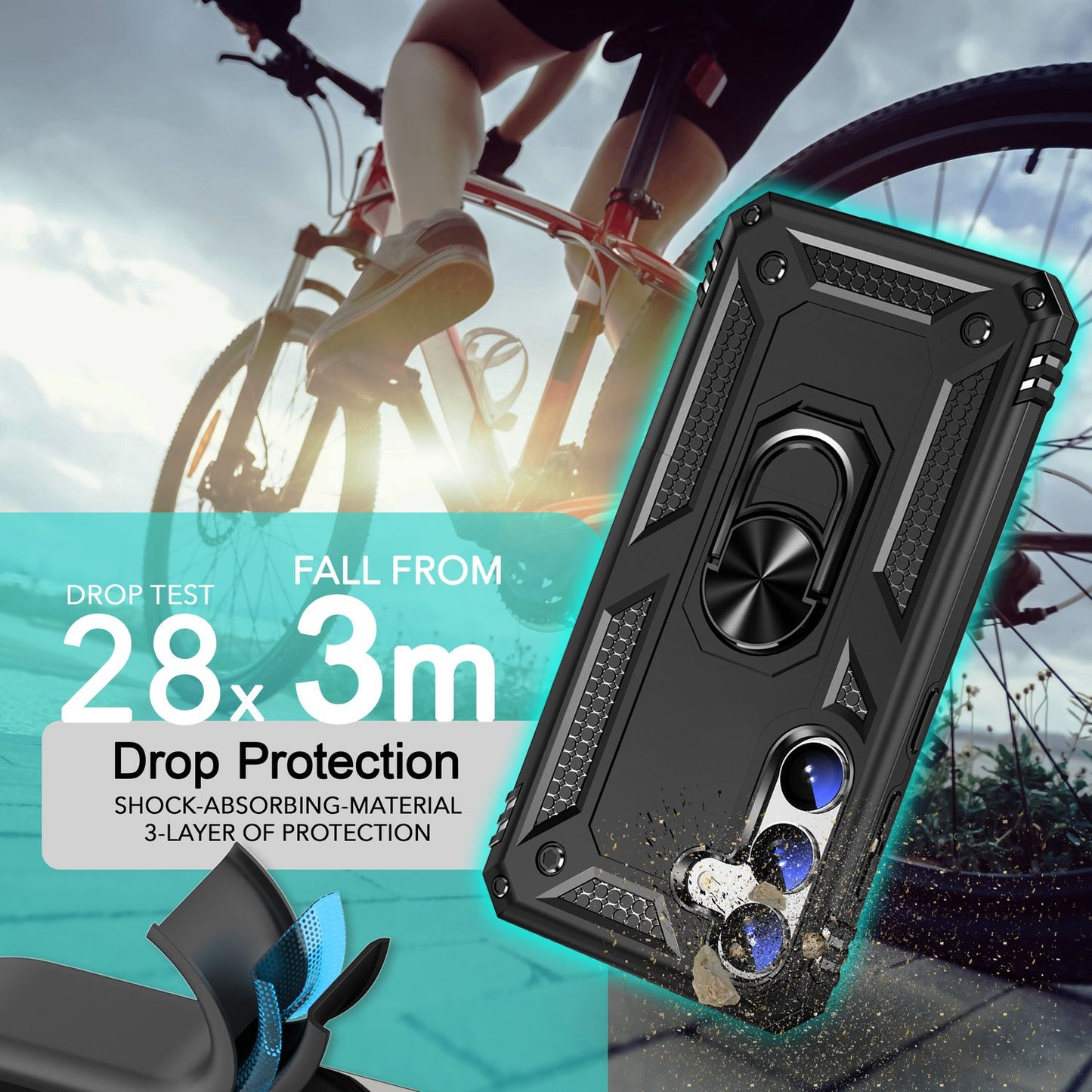 NALIA Military-Style Ringhülle für Samsung Galaxy S24 Plus Hülle, Extrem Robust & Schock-Resistent, Outdoor Schutzhülle