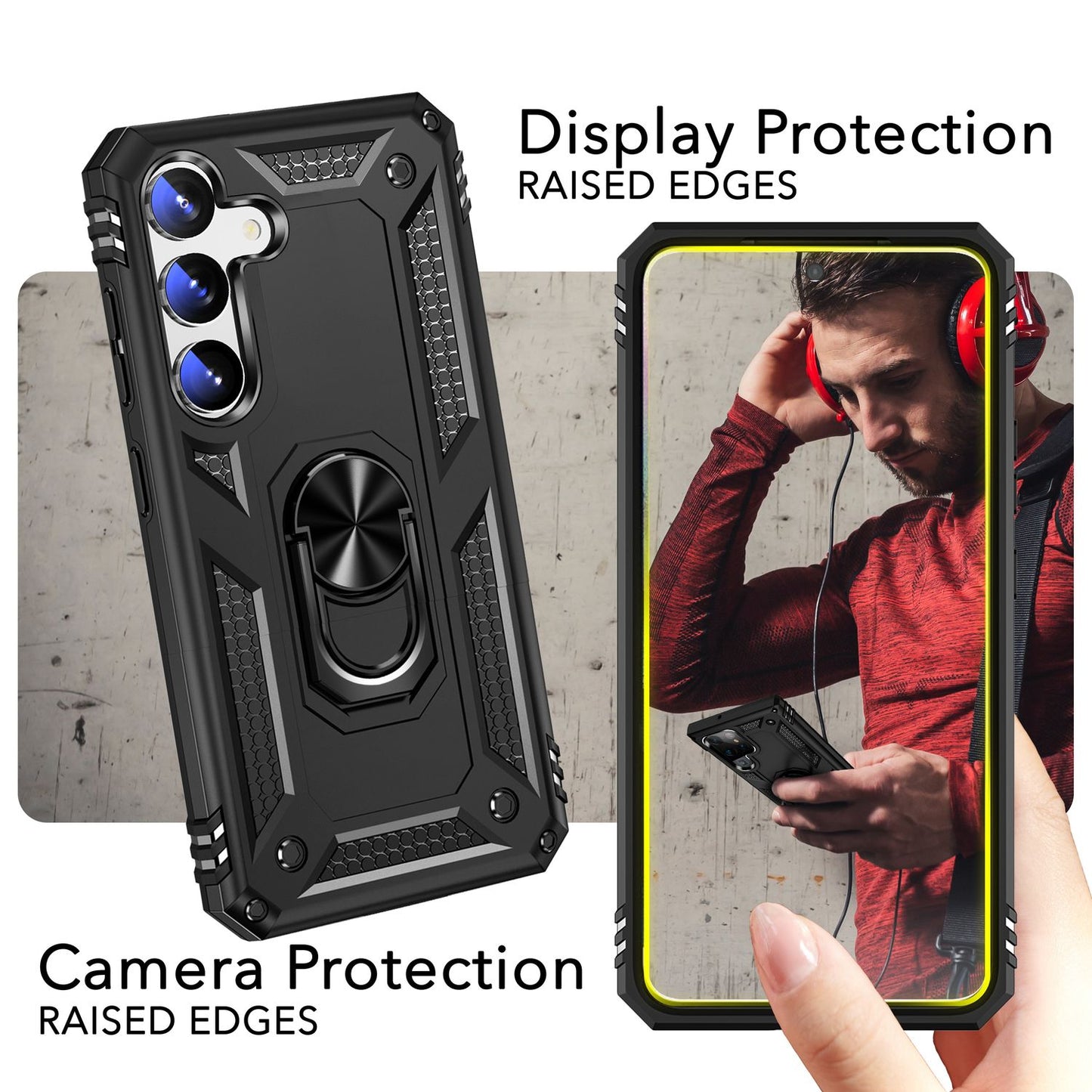 NALIA Military-Style Ringhülle für Samsung Galaxy S24 Plus Hülle, Extrem Robust & Schock-Resistent, Outdoor Schutzhülle