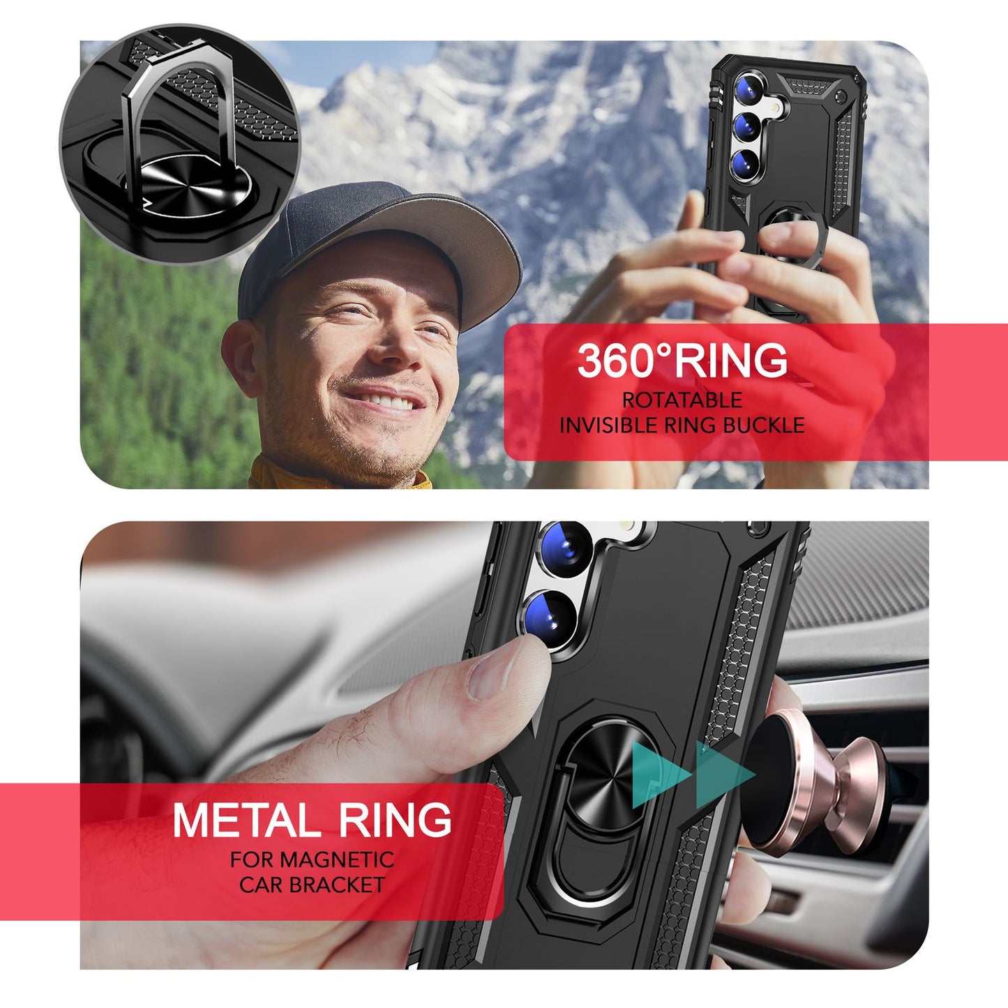 NALIA Military-Style Ringhülle für Samsung Galaxy S24 Plus Hülle, Extrem Robust & Schock-Resistent, Outdoor Schutzhülle