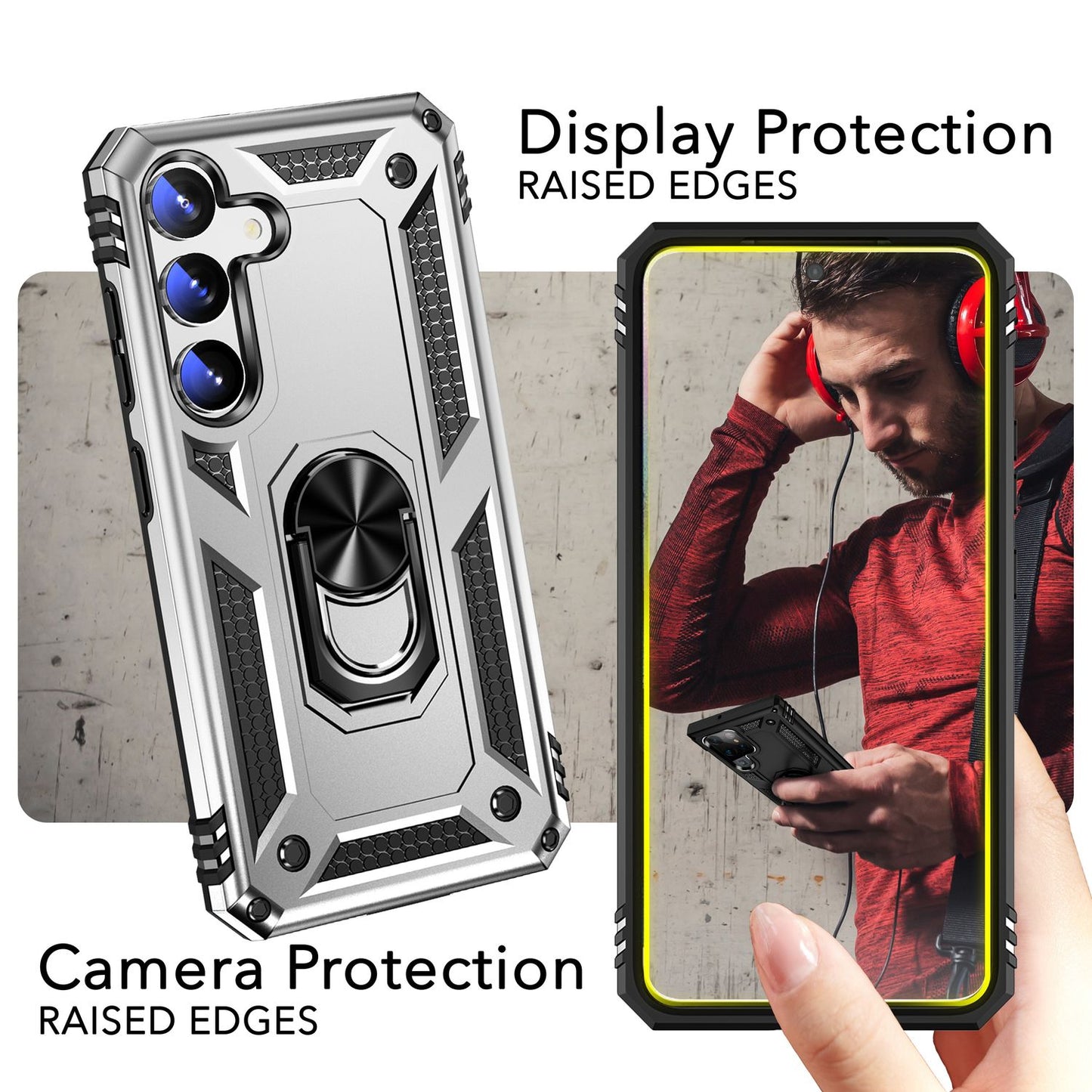 NALIA Military-Style Ringhülle für Samsung Galaxy S24 Plus Hülle, Extrem Robust & Schock-Resistent, Outdoor Schutzhülle