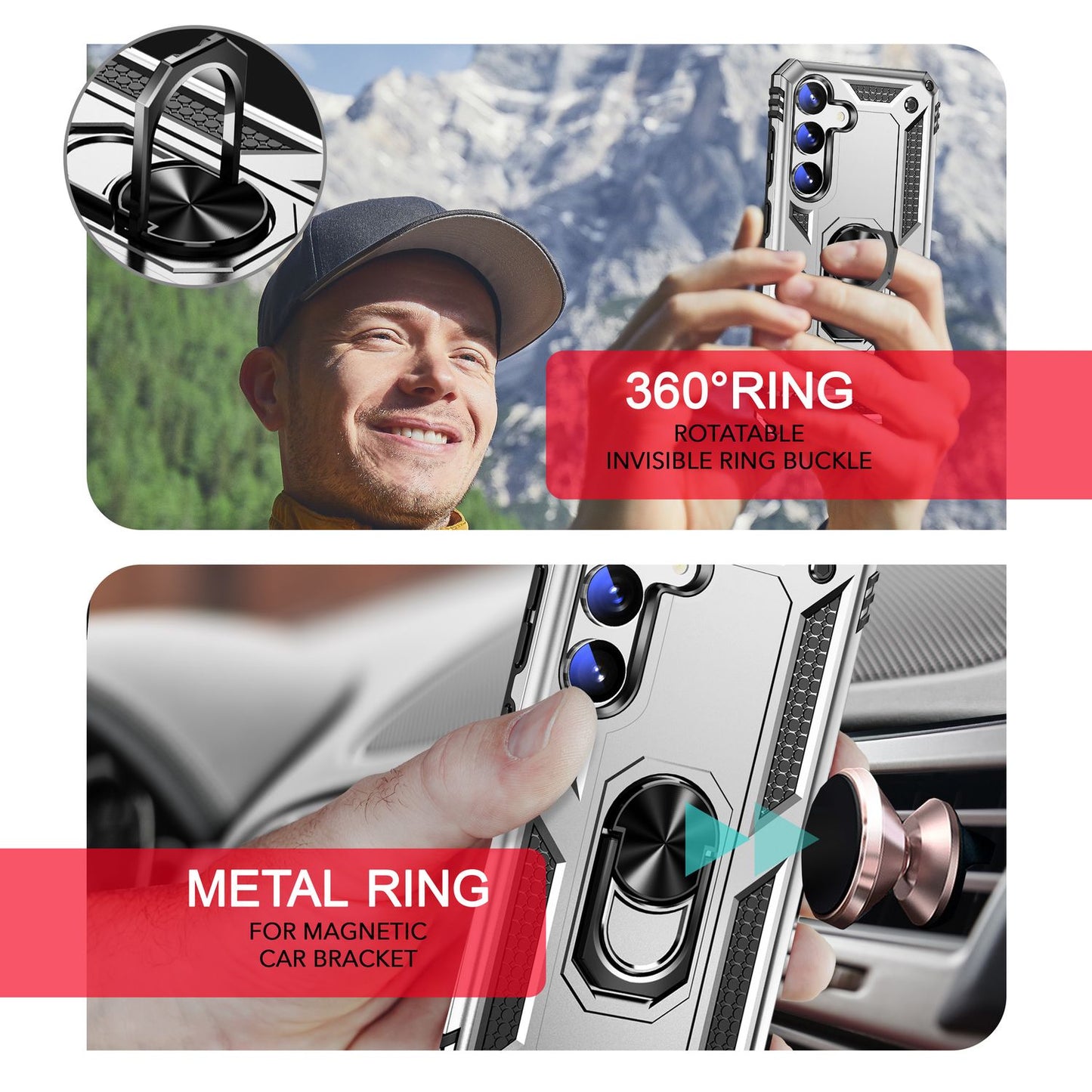 NALIA Military-Style Ringhülle für Samsung Galaxy S24 Plus Hülle, Extrem Robust & Schock-Resistent, Outdoor Schutzhülle