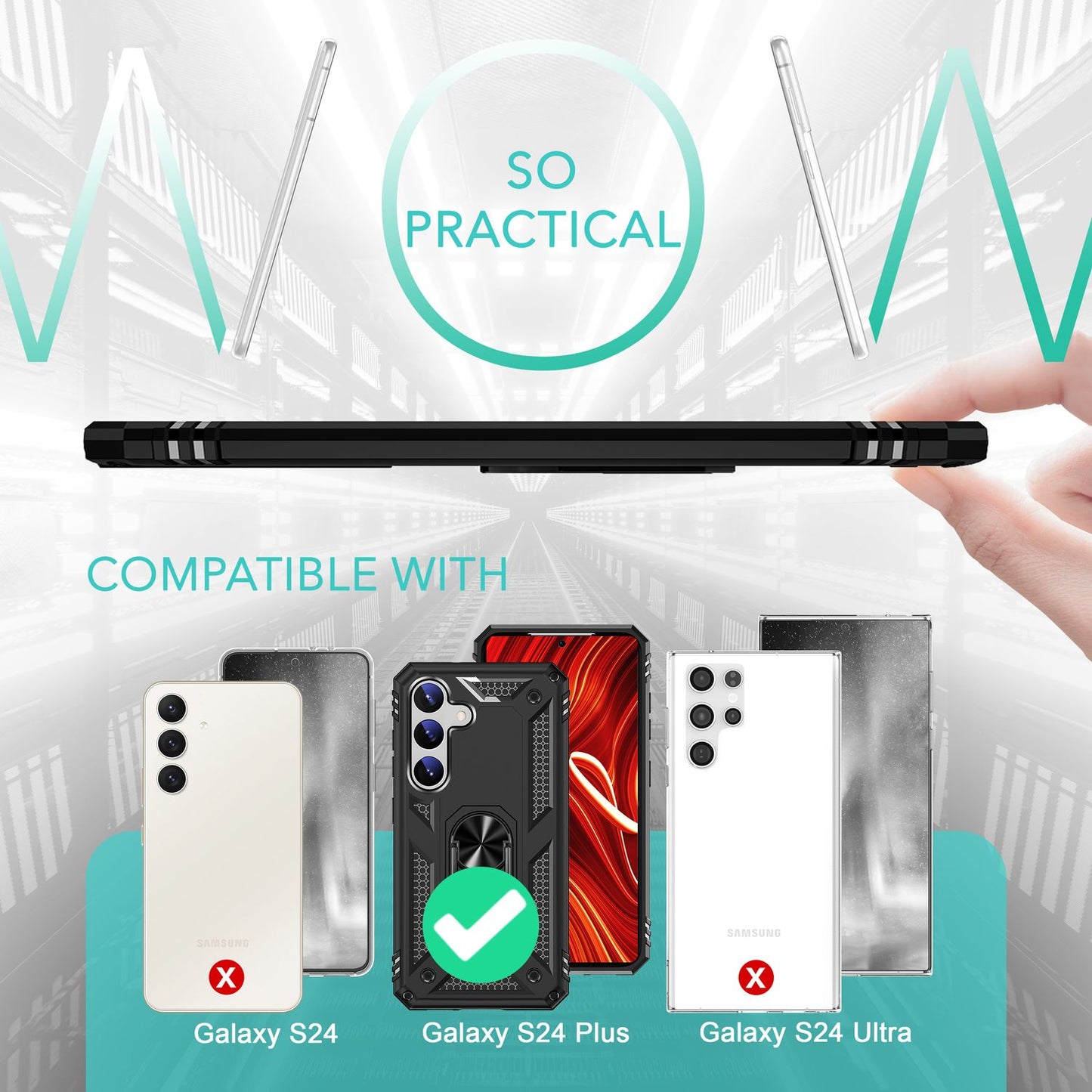 NALIA Military-Style Ringhülle für Samsung Galaxy S24 Plus Hülle, Extrem Robust & Schock-Resistent, Outdoor Schutzhülle