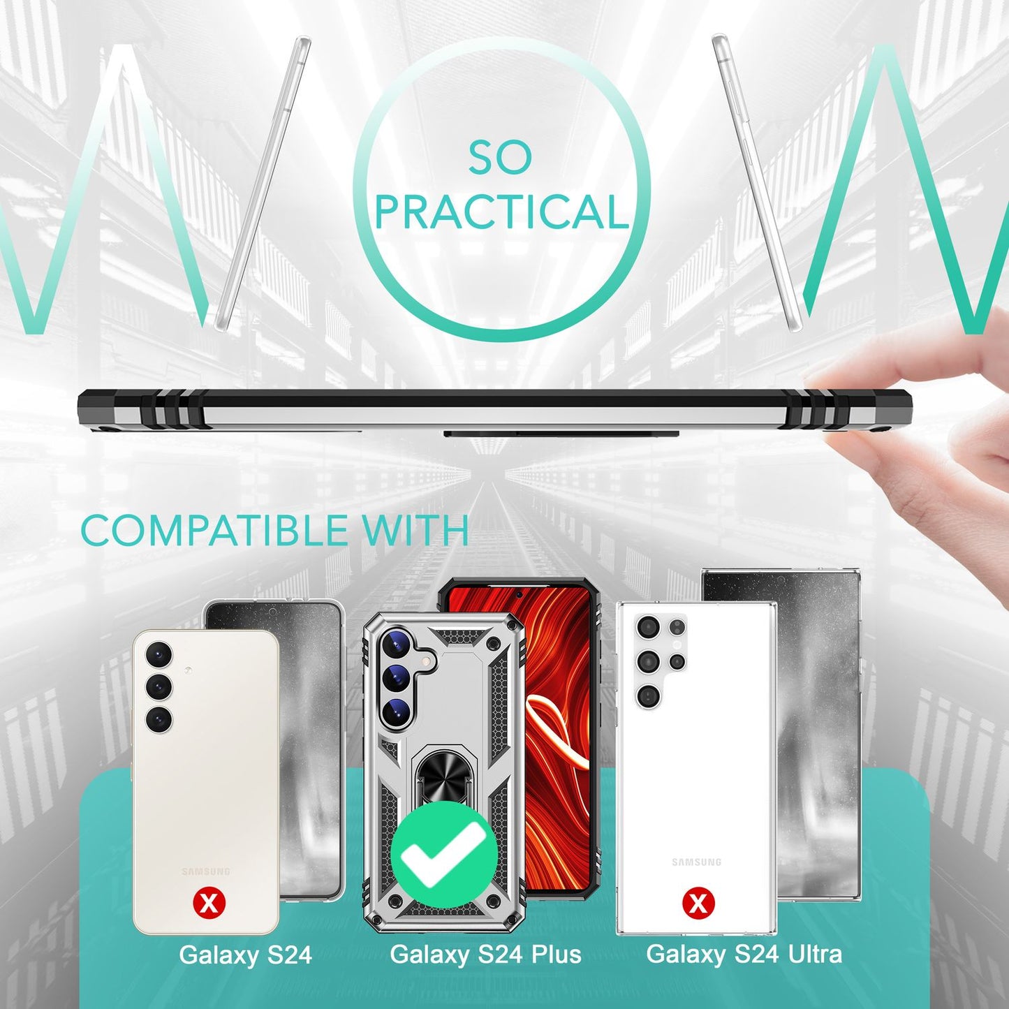 NALIA Military-Style Ringhülle für Samsung Galaxy S24 Plus Hülle, Extrem Robust & Schock-Resistent, Outdoor Schutzhülle