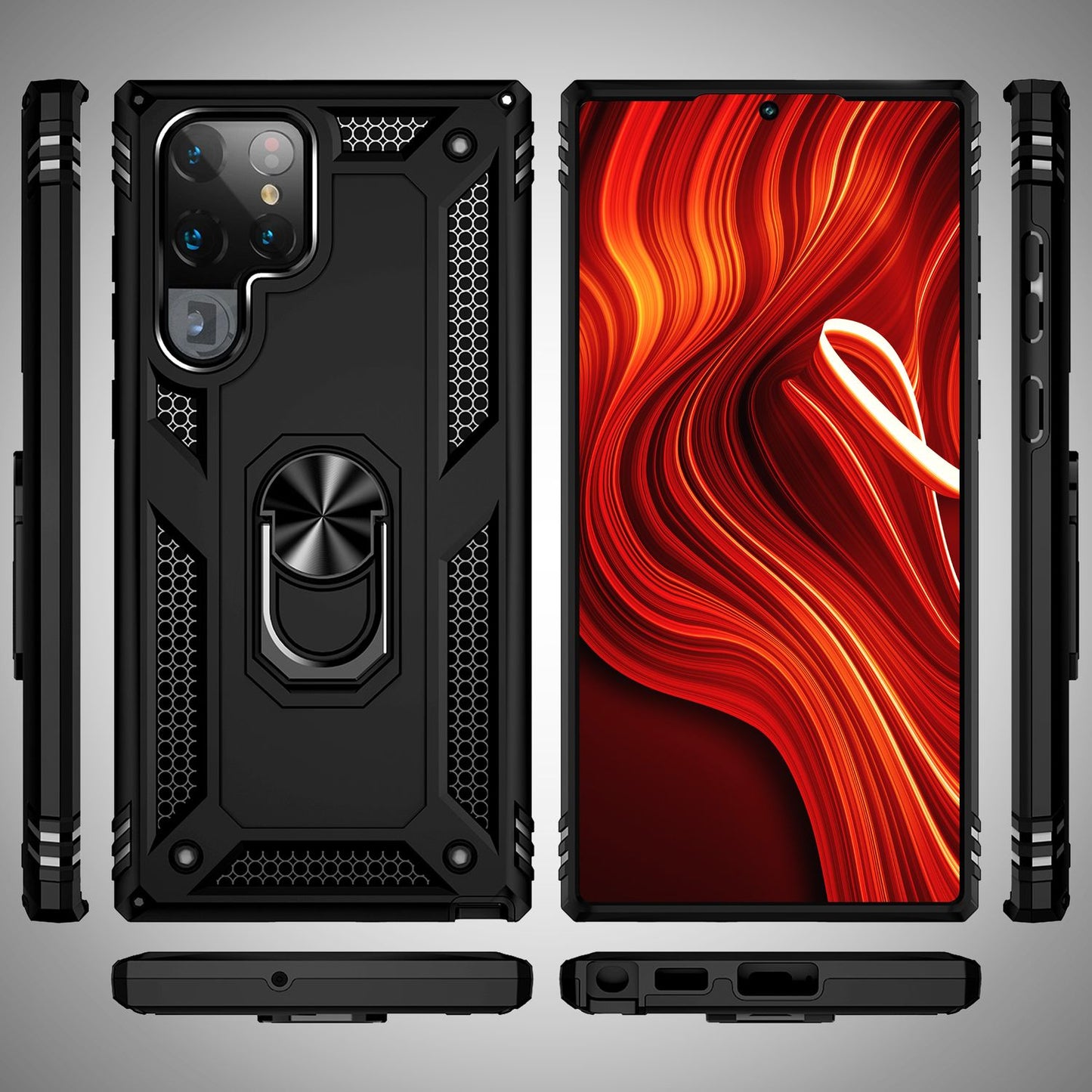 NALIA Military-Style Ringhülle Galaxy S24 Ultra Extrem Robuste Schockresistent - Passgenau, Leicht, Hybrid-Material