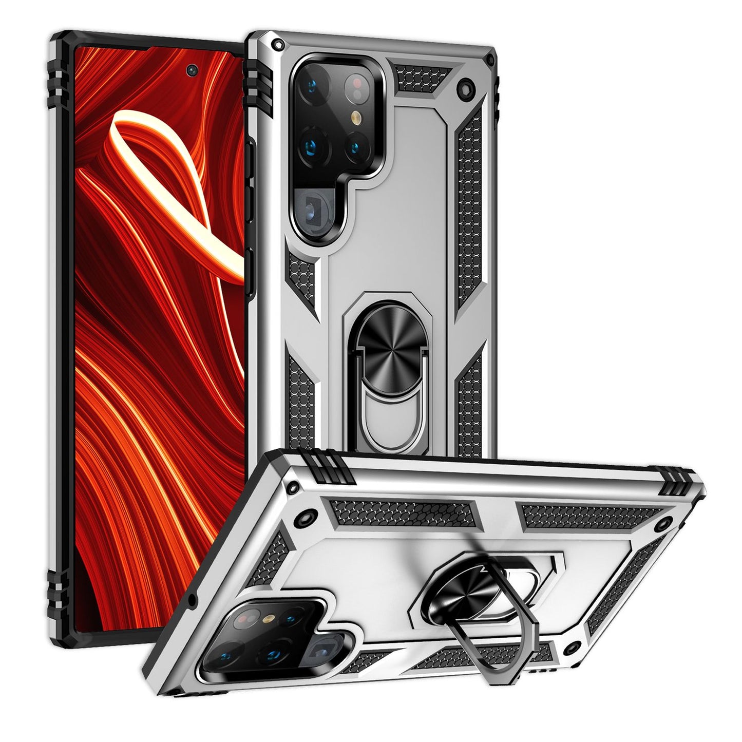 NALIA Military-Style Ringhülle Galaxy S24 Ultra Extrem Robuste Schockresistent - Passgenau, Leicht, Hybrid-Material