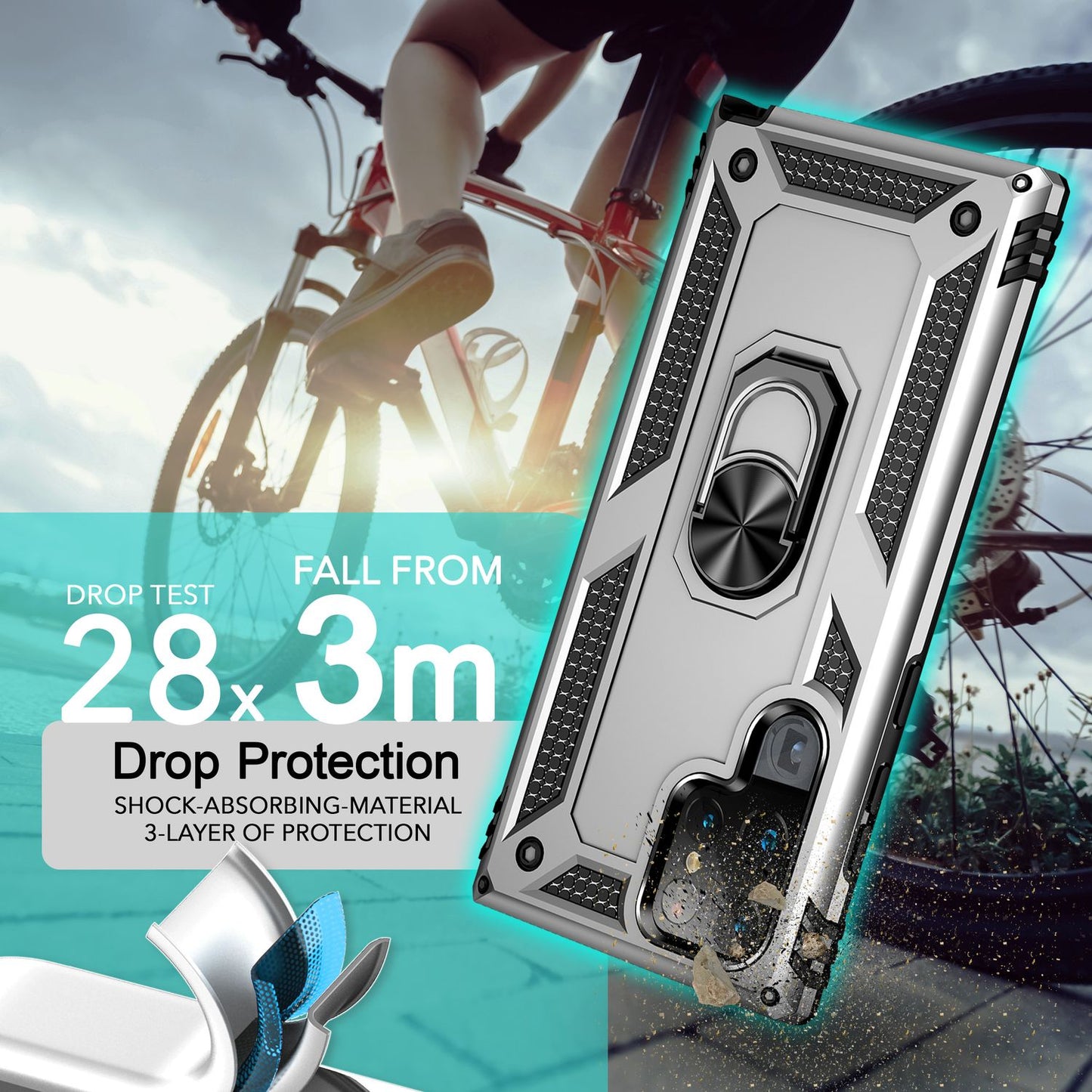 NALIA Military-Style Ringhülle Galaxy S24 Ultra Extrem Robuste Schockresistent - Passgenau, Leicht, Hybrid-Material