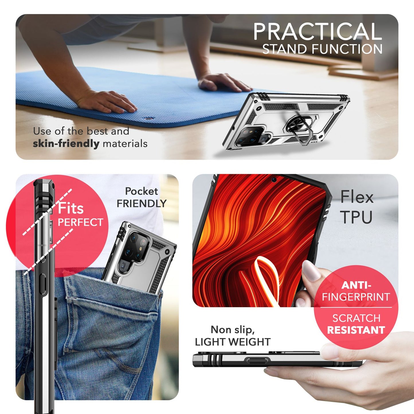 NALIA Military-Style Ringhülle Galaxy S24 Ultra Extrem Robuste Schockresistent - Passgenau, Leicht, Hybrid-Material