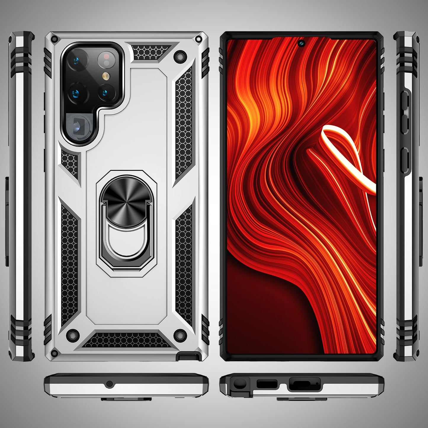 NALIA Military-Style Ringhülle Galaxy S24 Ultra Extrem Robuste Schockresistent - Passgenau, Leicht, Hybrid-Material