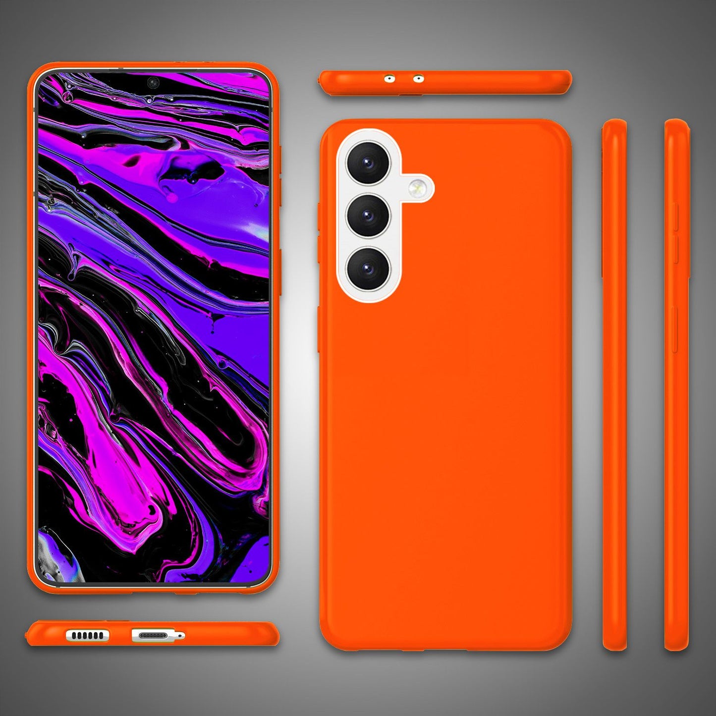 NALIA Farbintensive Neon Silikonhülle - Kompatibel Galaxy S24 Plus, Dünn TPU Schutz, Leuchtende Neonfarbe