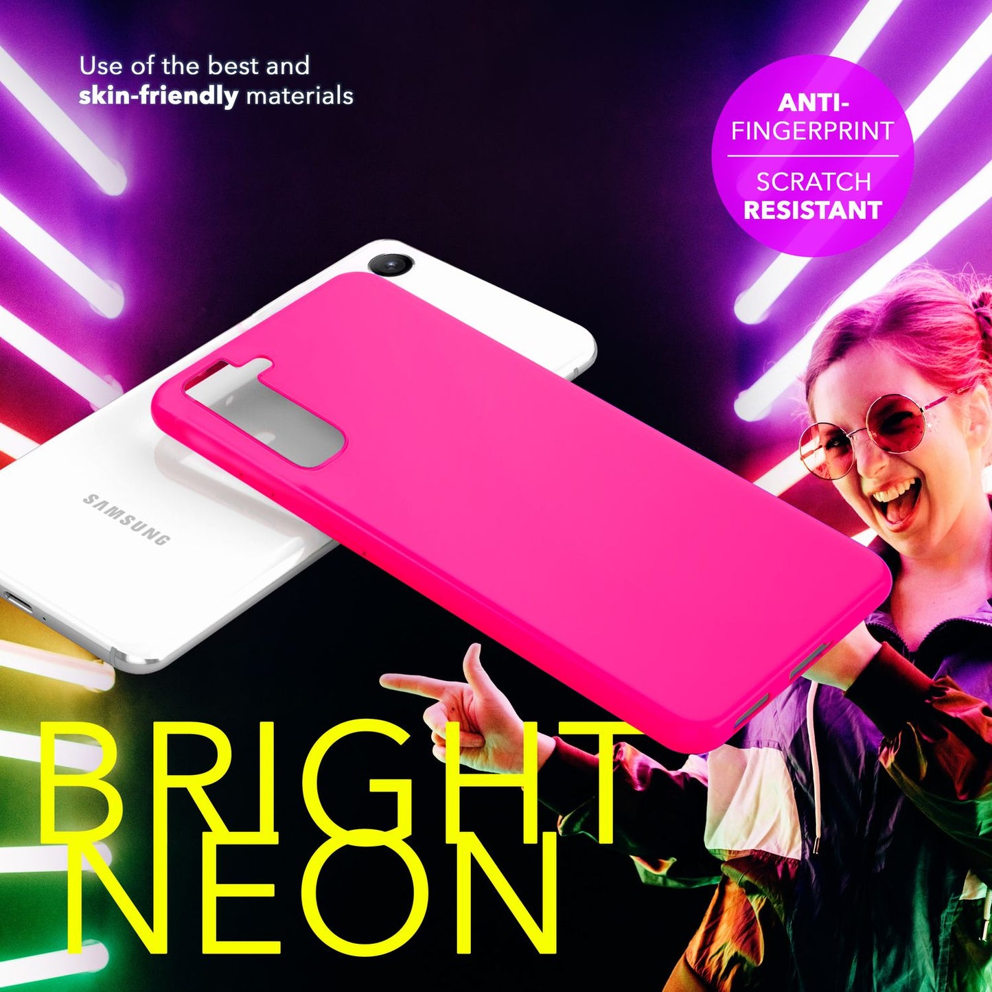 NALIA Farbintensive Neon Silikonhülle - Kompatibel Galaxy S24 Plus, Dünn TPU Schutz, Leuchtende Neonfarbe