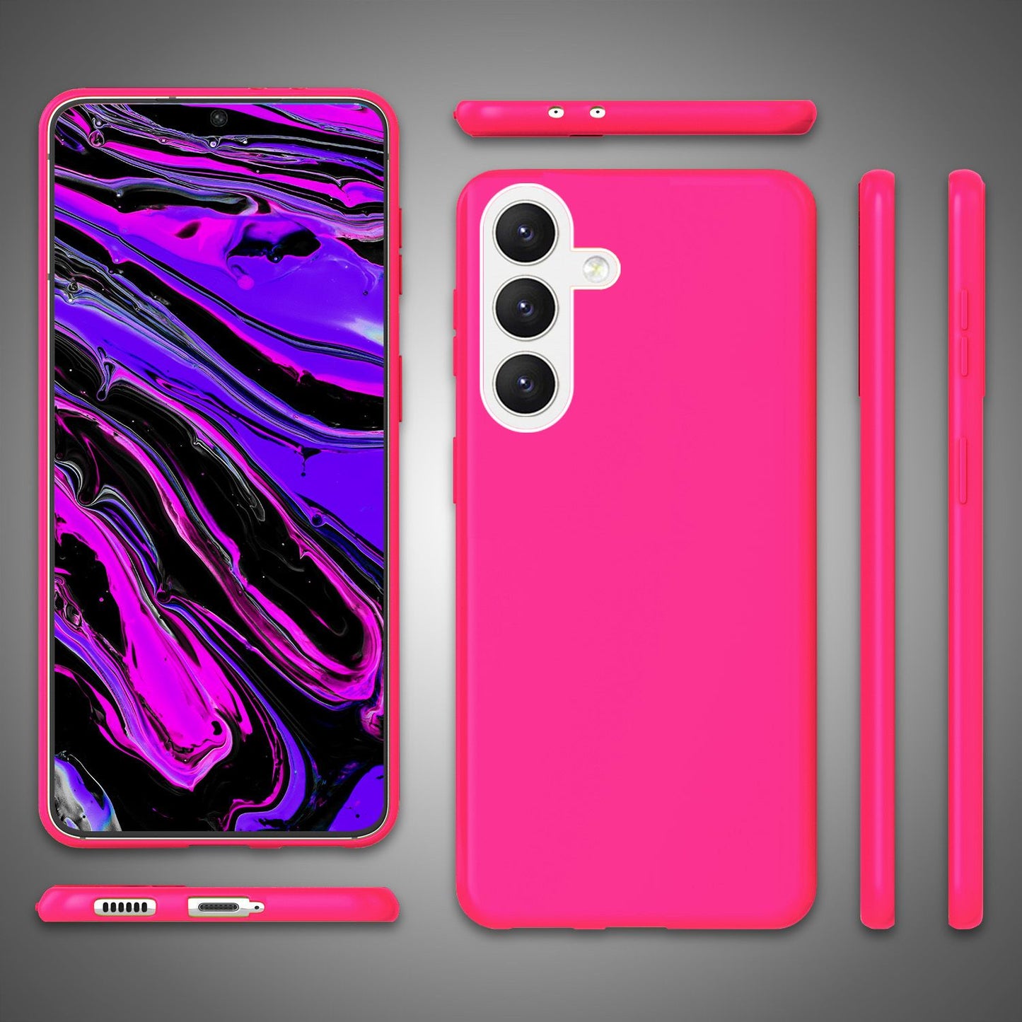 NALIA Farbintensive Neon Silikonhülle - Kompatibel Galaxy S24 Plus, Dünn TPU Schutz, Leuchtende Neonfarbe