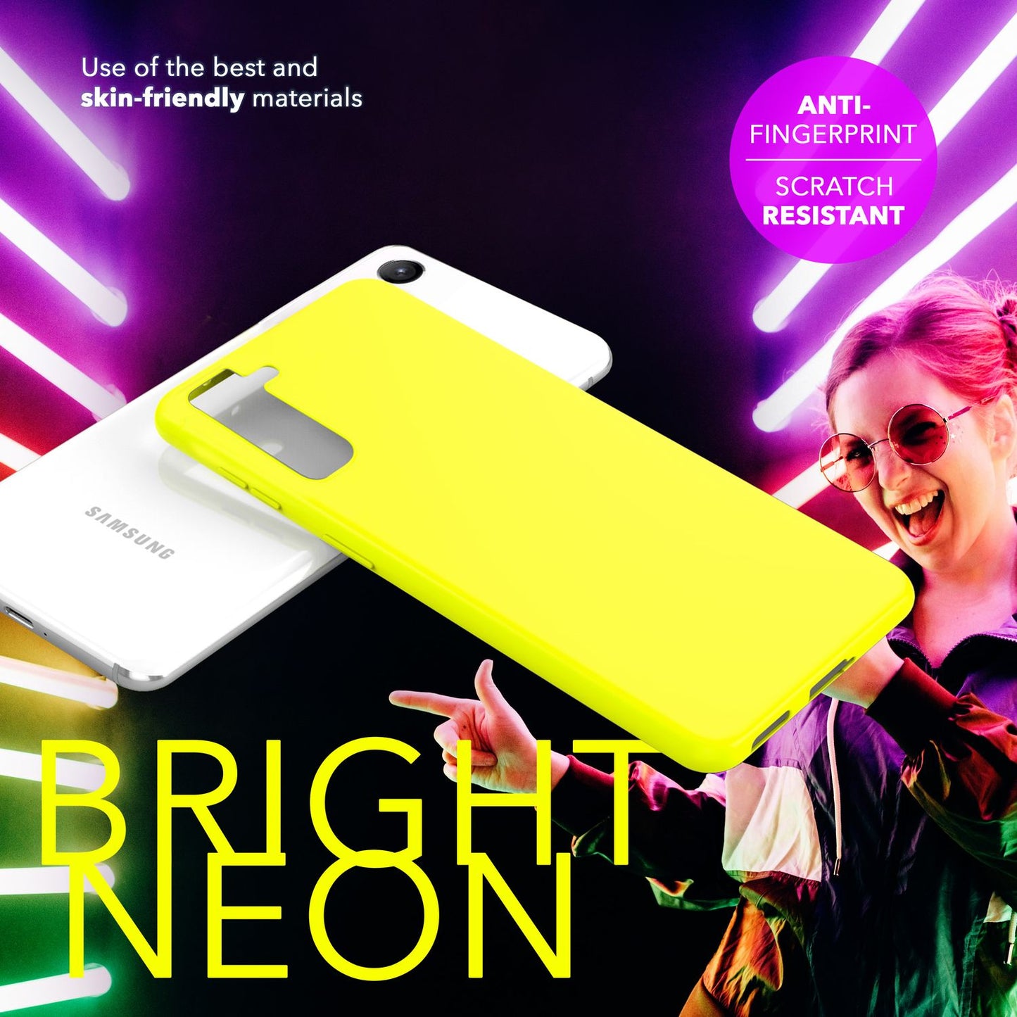 NALIA Farbintensive Neon Silikonhülle - Kompatibel Galaxy S24 Plus, Dünn TPU Schutz, Leuchtende Neonfarbe