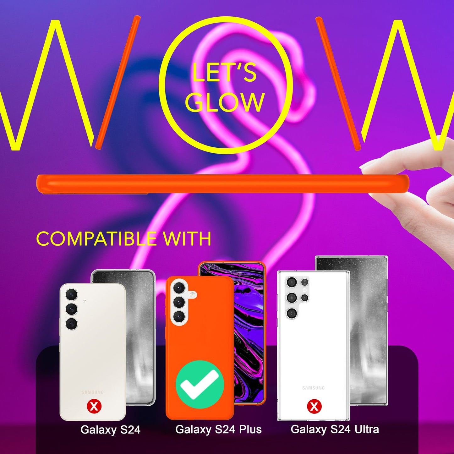 NALIA Farbintensive Neon Silikonhülle - Kompatibel Galaxy S24 Plus, Dünn TPU Schutz, Leuchtende Neonfarbe